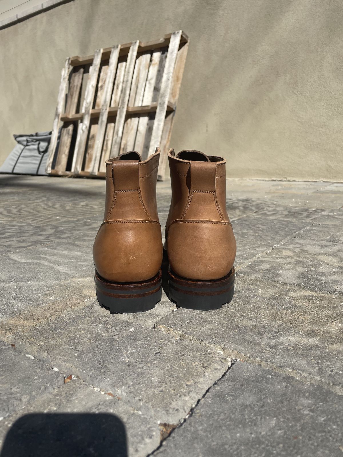 Photo by patinathunderdome on October 2, 2021 of the Viberg Service Boot in Maryam Toscanello Horsebutt.