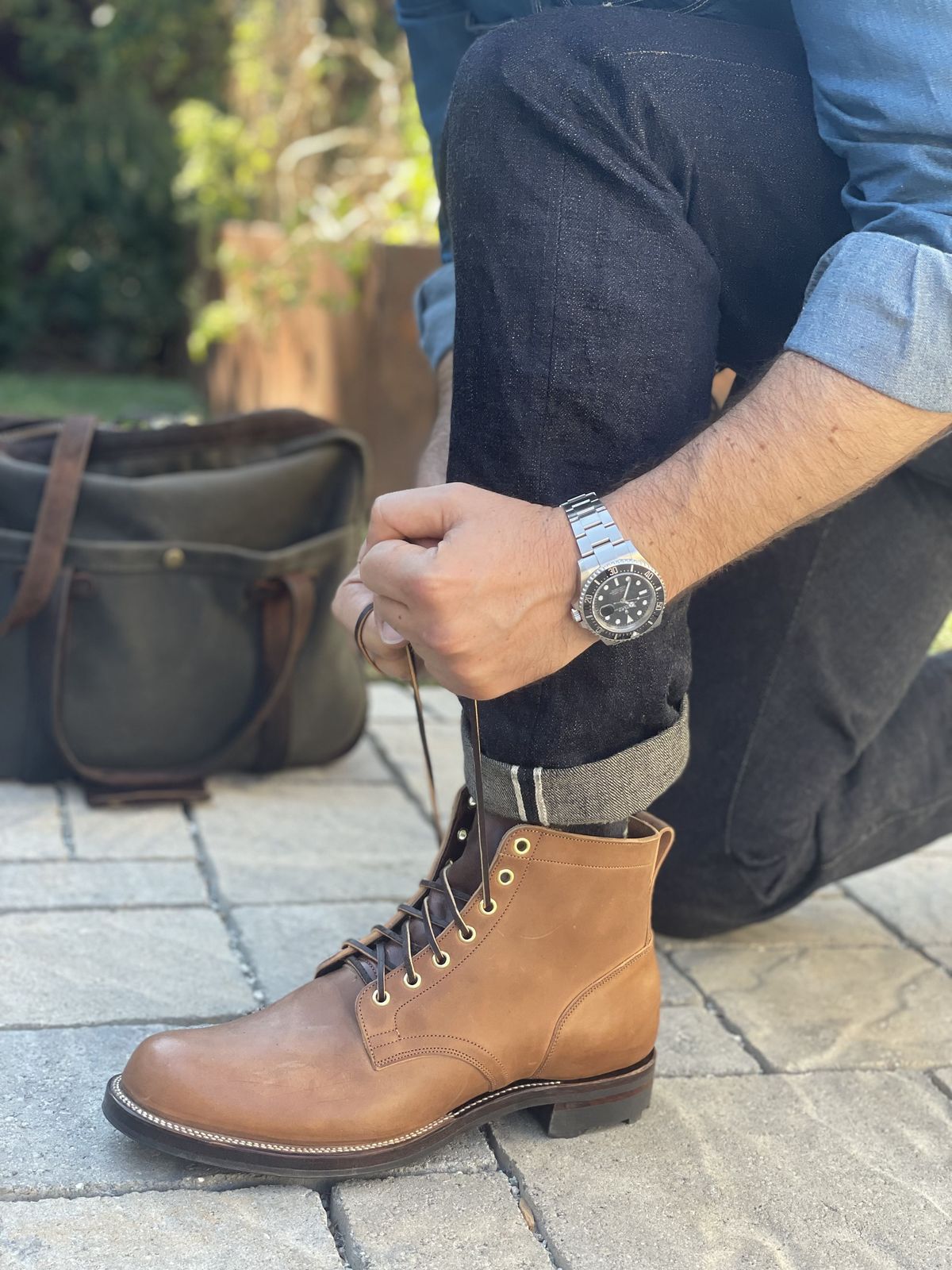 Photo by patinathunderdome on October 2, 2021 of the Viberg Service Boot in Maryam Toscanello Horsebutt.