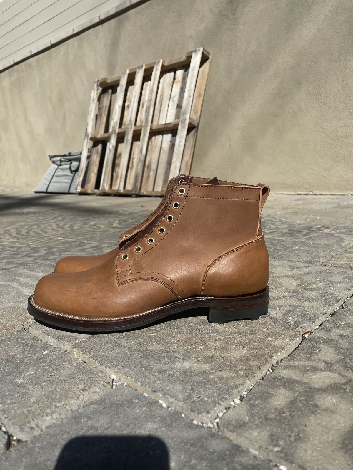 Photo by patinathunderdome on October 2, 2021 of the Viberg Service Boot in Maryam Toscanello Horsebutt.