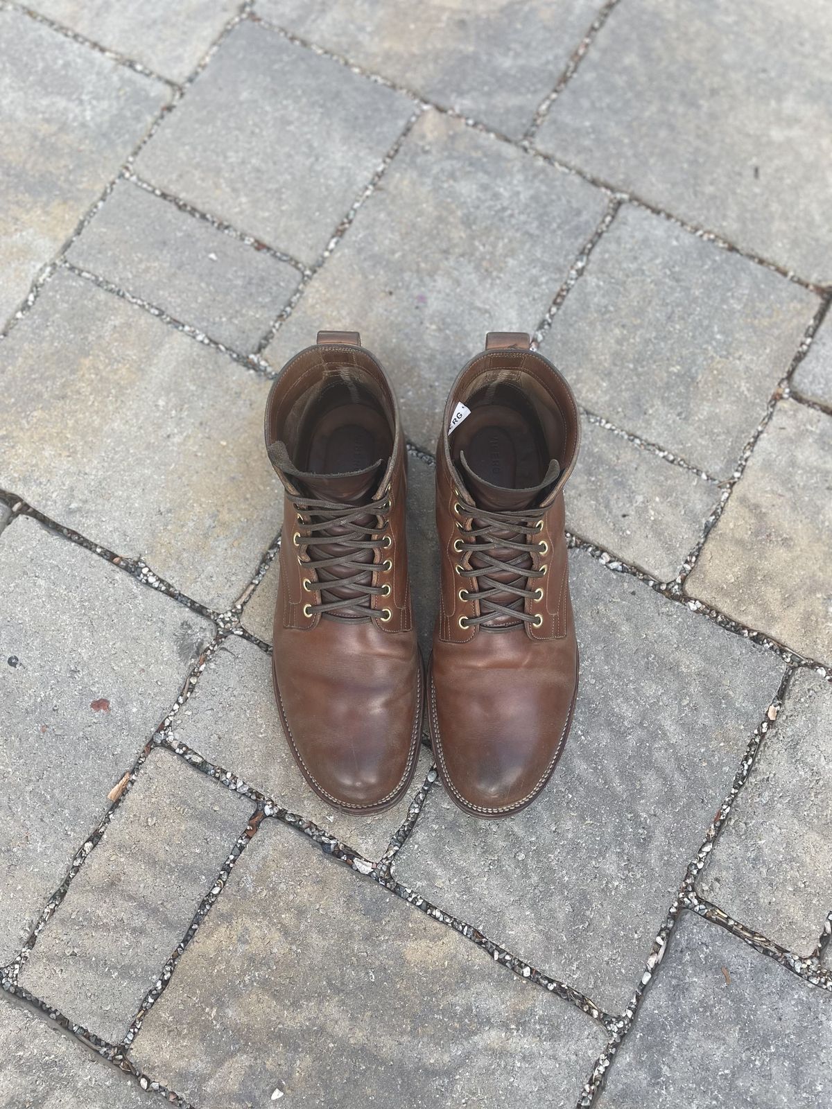 Photo by patinathunderdome on November 4, 2021 of the Viberg Service Boot in Maryam Toscanello Horsebutt.