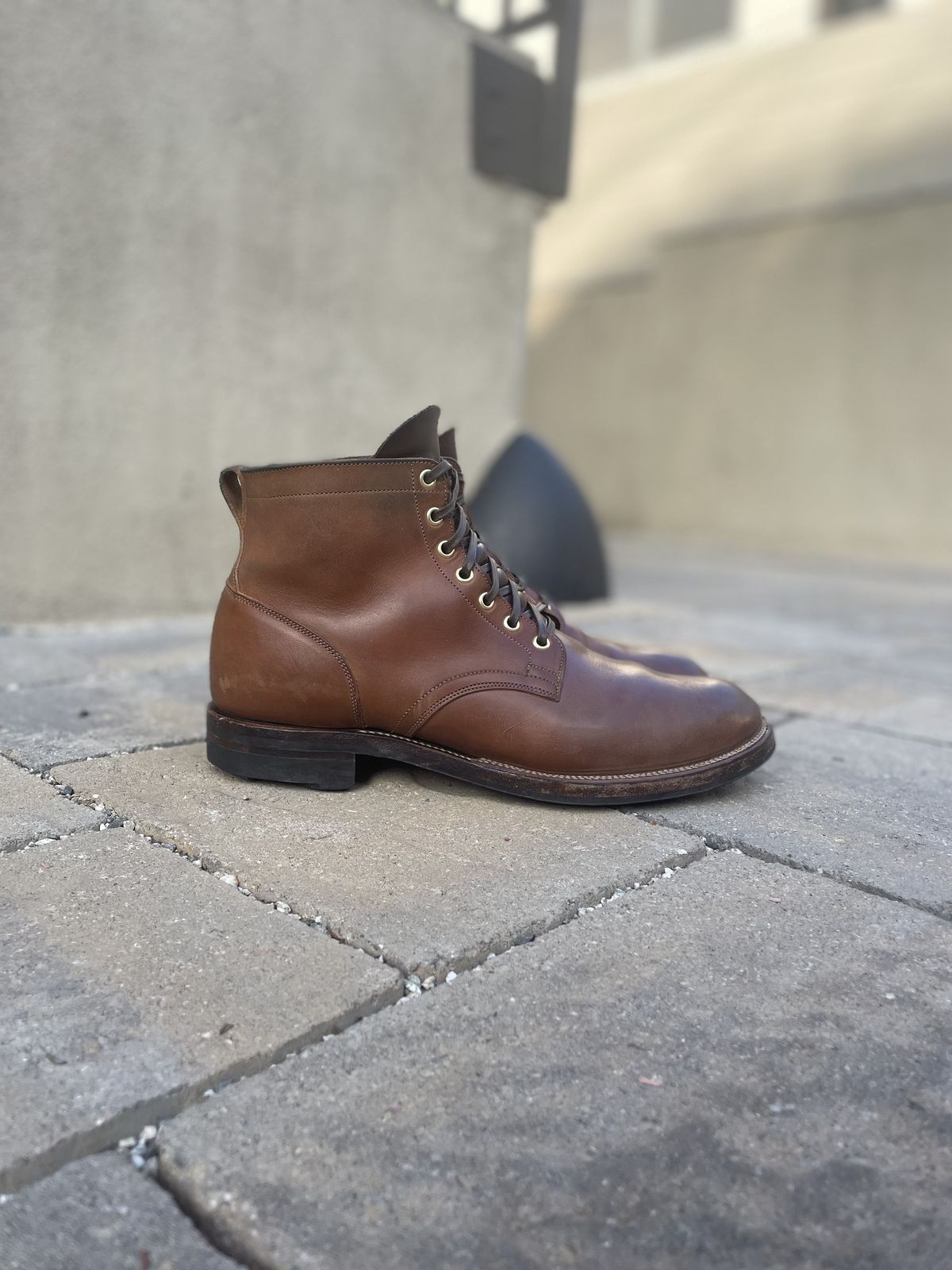 Photo by patinathunderdome on November 4, 2021 of the Viberg Service Boot in Maryam Toscanello Horsebutt.