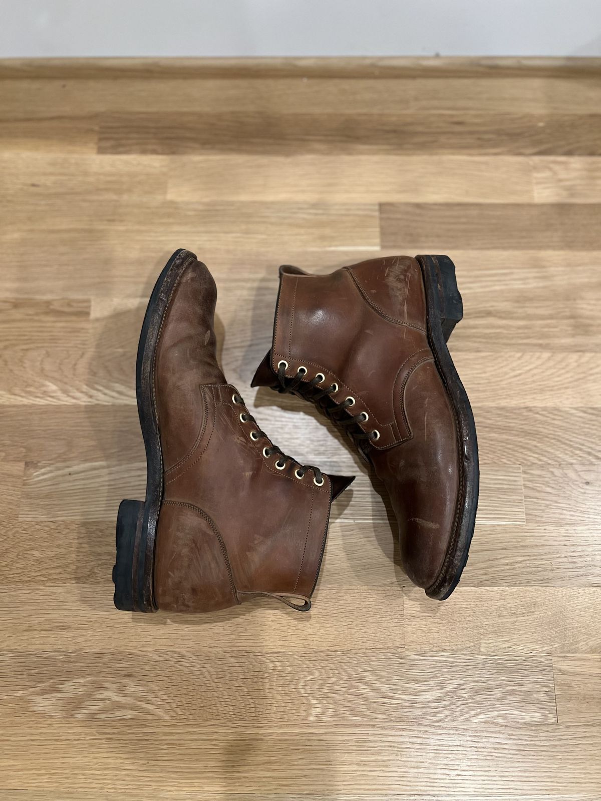 Photo by patinathunderdome on December 6, 2021 of the Viberg Service Boot in Maryam Toscanello Horsebutt.