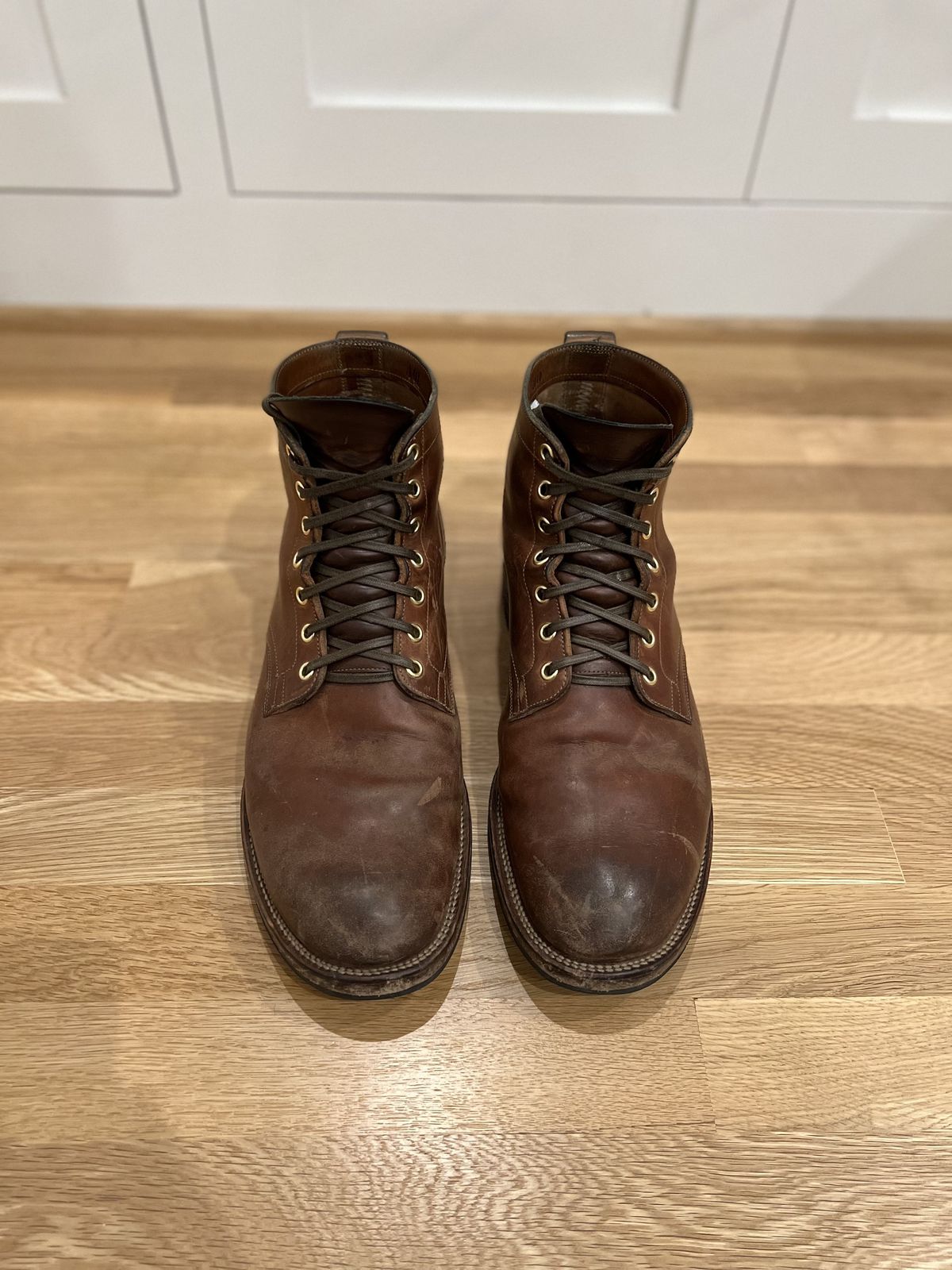 Photo by patinathunderdome on December 6, 2021 of the Viberg Service Boot in Maryam Toscanello Horsebutt.