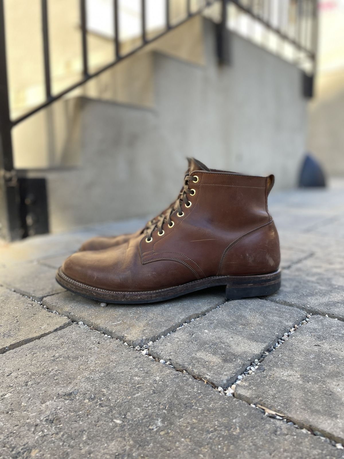 Photo by patinathunderdome on February 5, 2022 of the Viberg Service Boot in Maryam Toscanello Horsebutt.