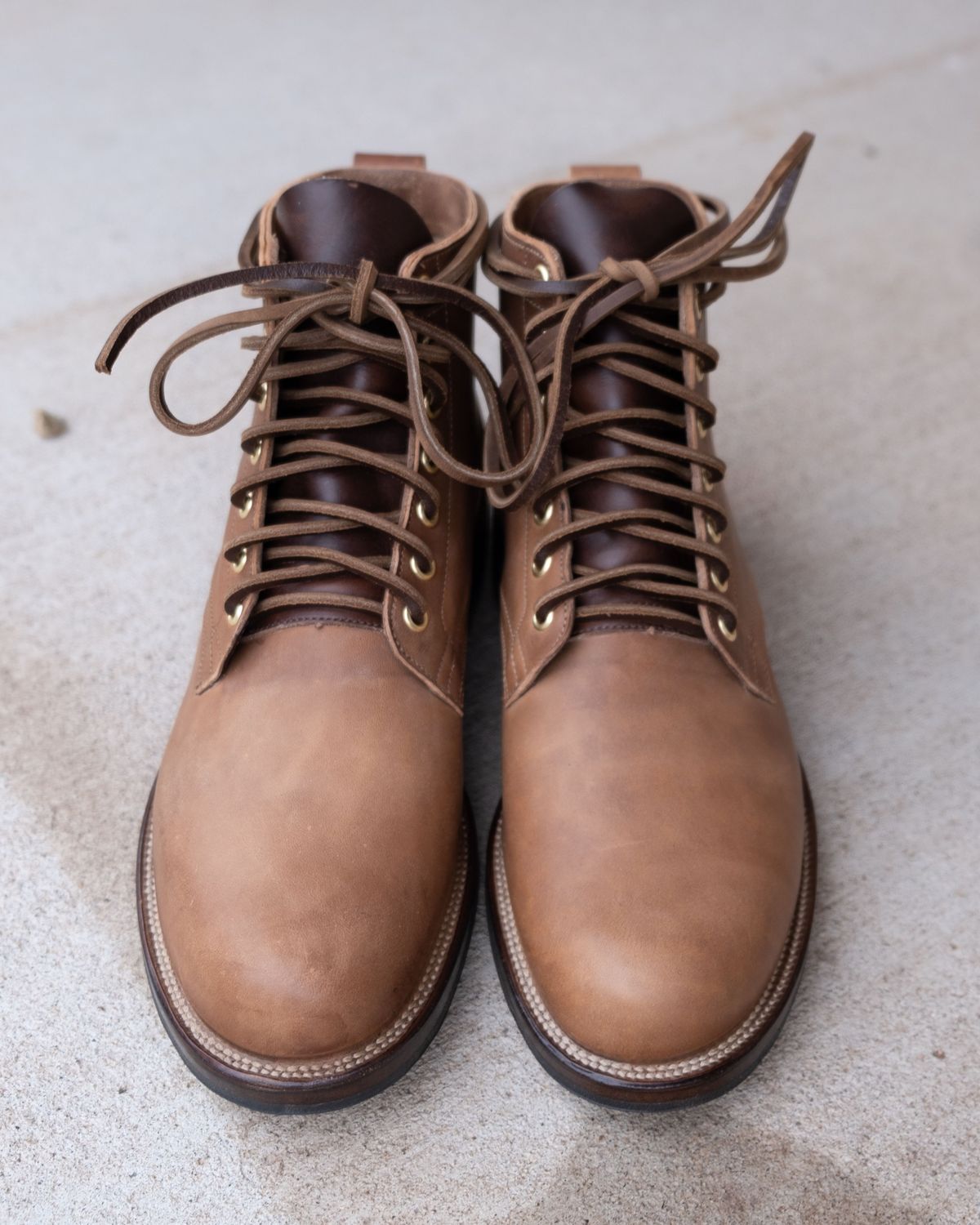 Photo by patinathunderdome on September 30, 2021 of the Viberg Service Boot in Maryam Toscanello Horsebutt.