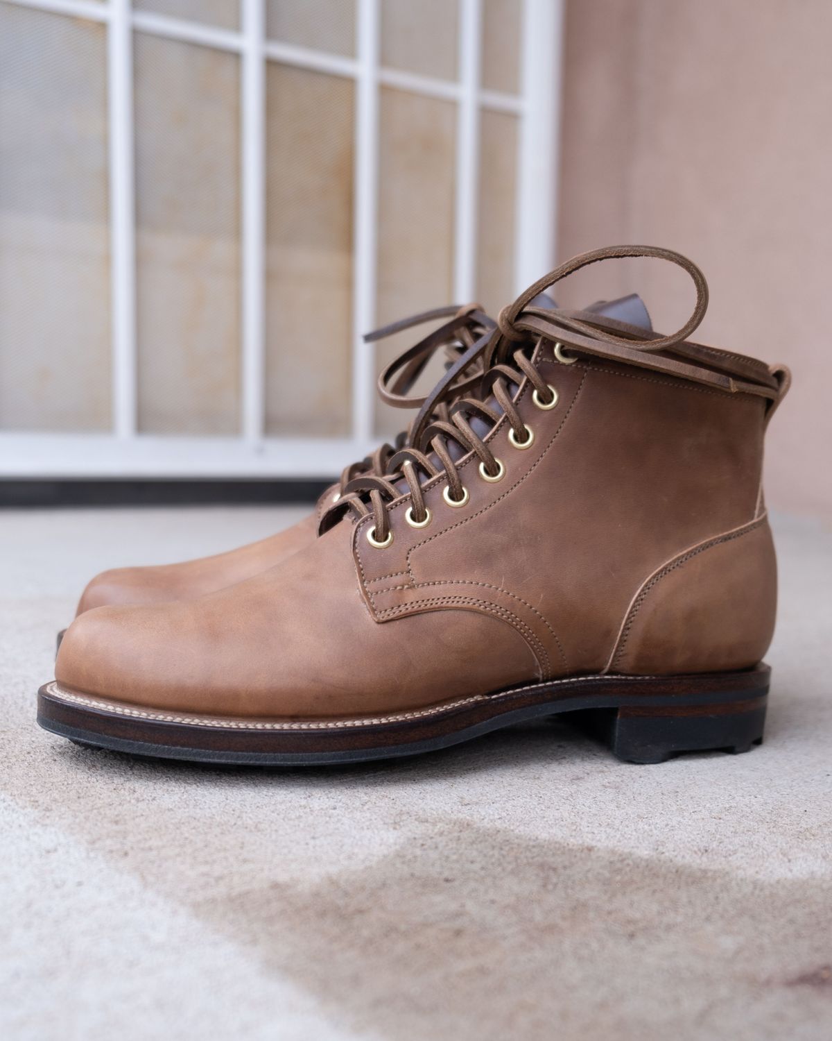Photo by patinathunderdome on September 30, 2021 of the Viberg Service Boot in Maryam Toscanello Horsebutt.