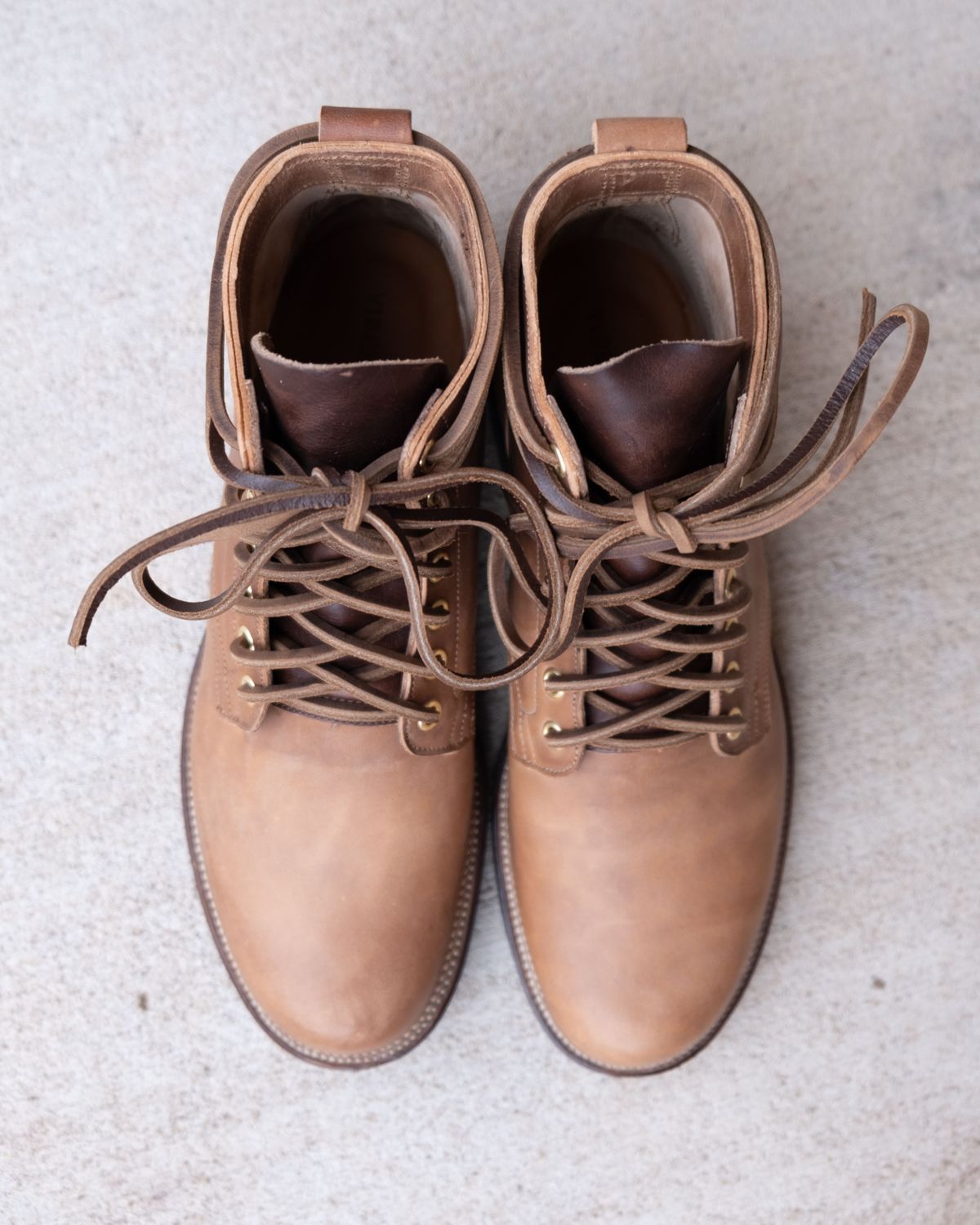 Photo by patinathunderdome on September 30, 2021 of the Viberg Service Boot in Maryam Toscanello Horsebutt.