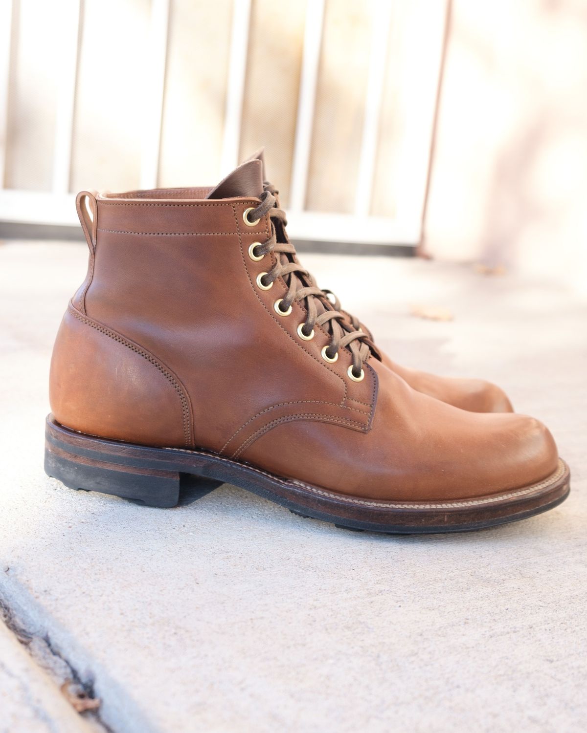 Photo by patinathunderdome on November 5, 2021 of the Viberg Service Boot in Maryam Toscanello Horsebutt.