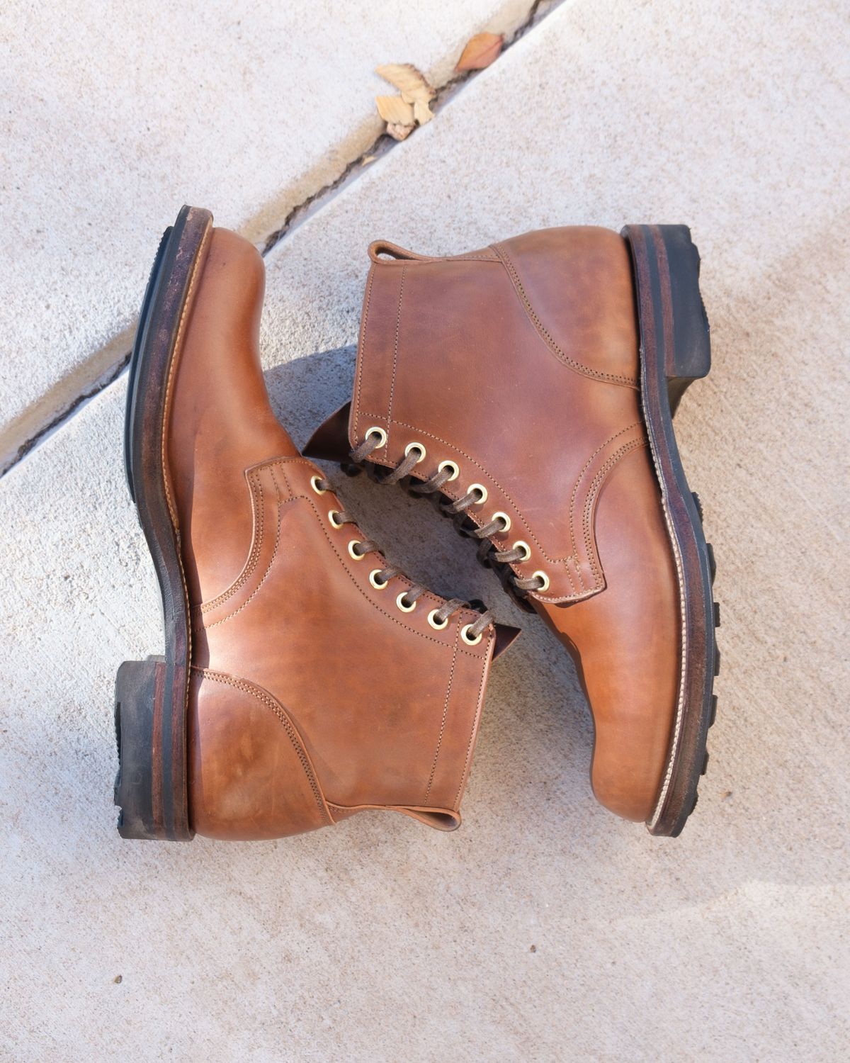 Photo by patinathunderdome on November 5, 2021 of the Viberg Service Boot in Maryam Toscanello Horsebutt.