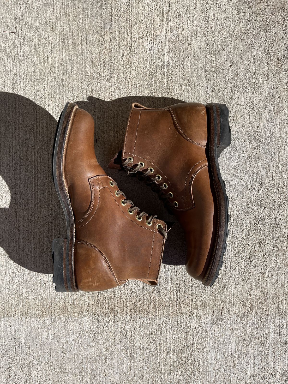 Photo by patinathunderdome on December 5, 2021 of the Viberg Service Boot in Maryam Toscanello Horsebutt.