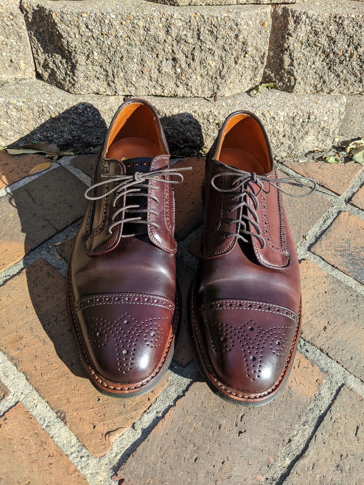Photo by patinathunderdome on November 1, 2021 of the Alden Atom Blucher in Horween Color 8 Shell Cordovan.