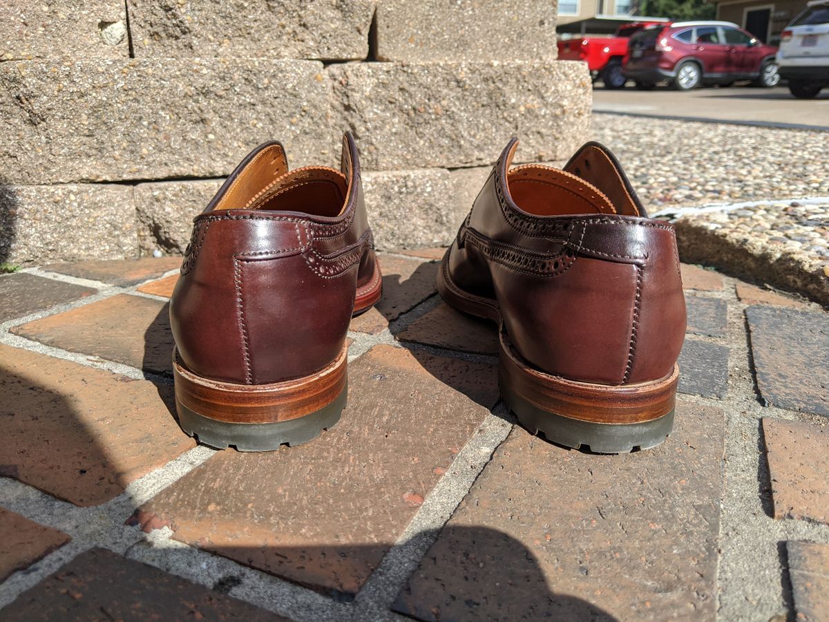 Photo by patinathunderdome on December 3, 2021 of the Alden Atom Blucher in Horween Color 8 Shell Cordovan.