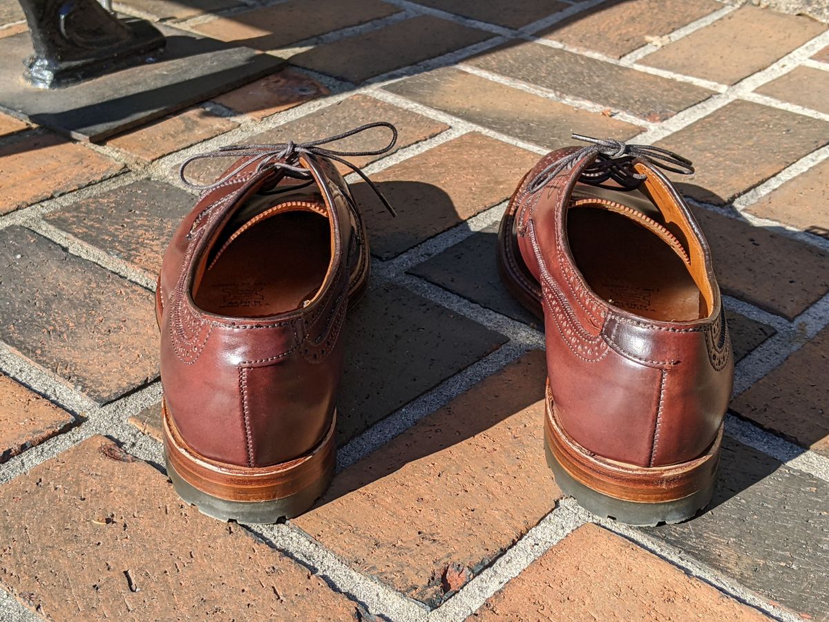 Photo by patinathunderdome on January 4, 2022 of the Alden Atom Blucher in Horween Color 8 Shell Cordovan.