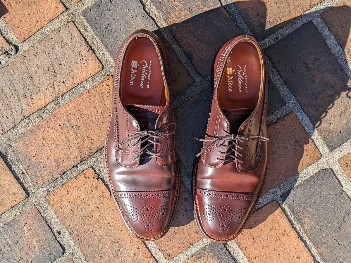 Photo by patinathunderdome on January 4, 2022 of the Alden Atom Blucher in Horween Color 8 Shell Cordovan.