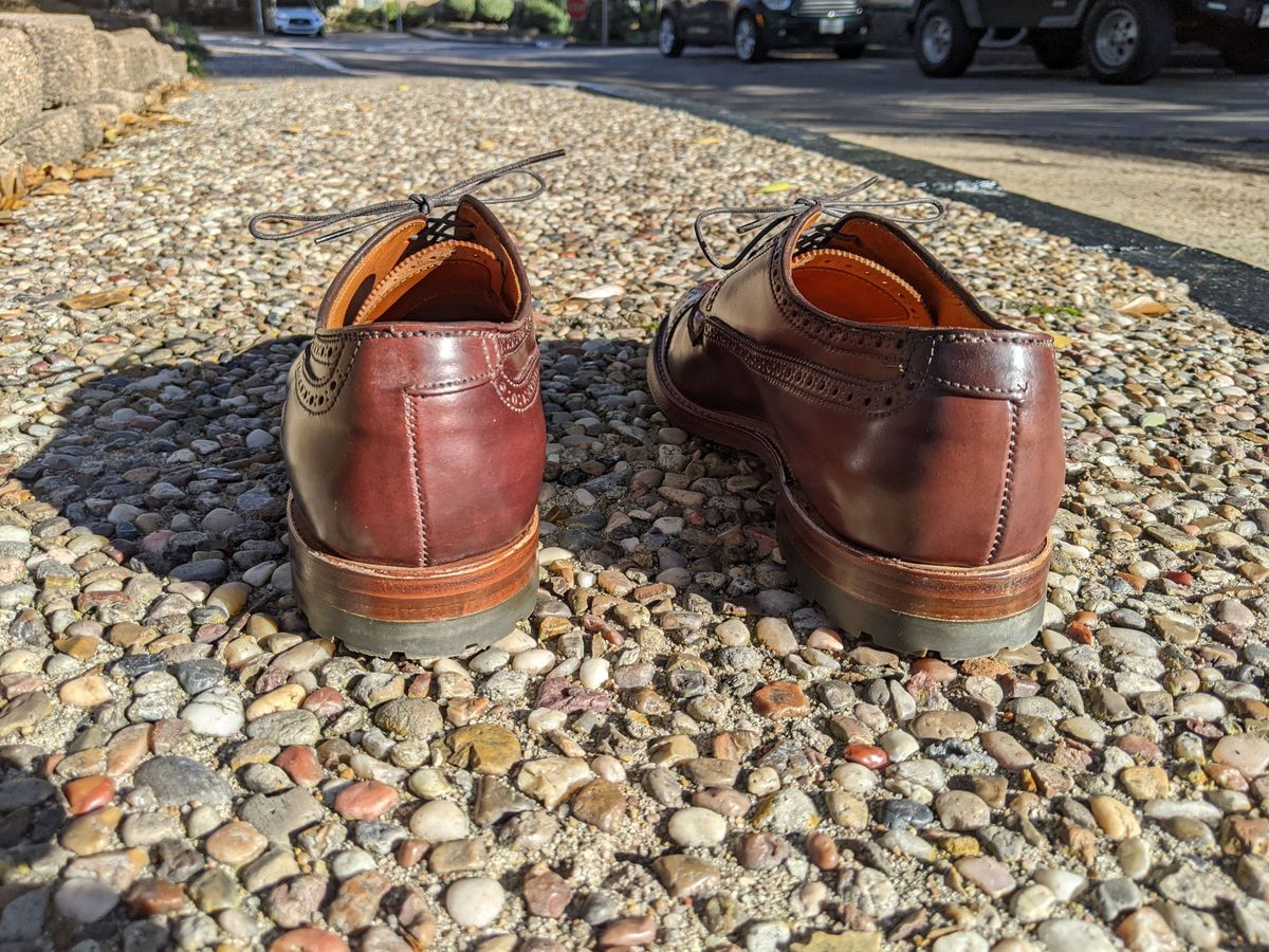 Photo by patinathunderdome on February 5, 2022 of the Alden Atom Blucher in Horween Color 8 Shell Cordovan.