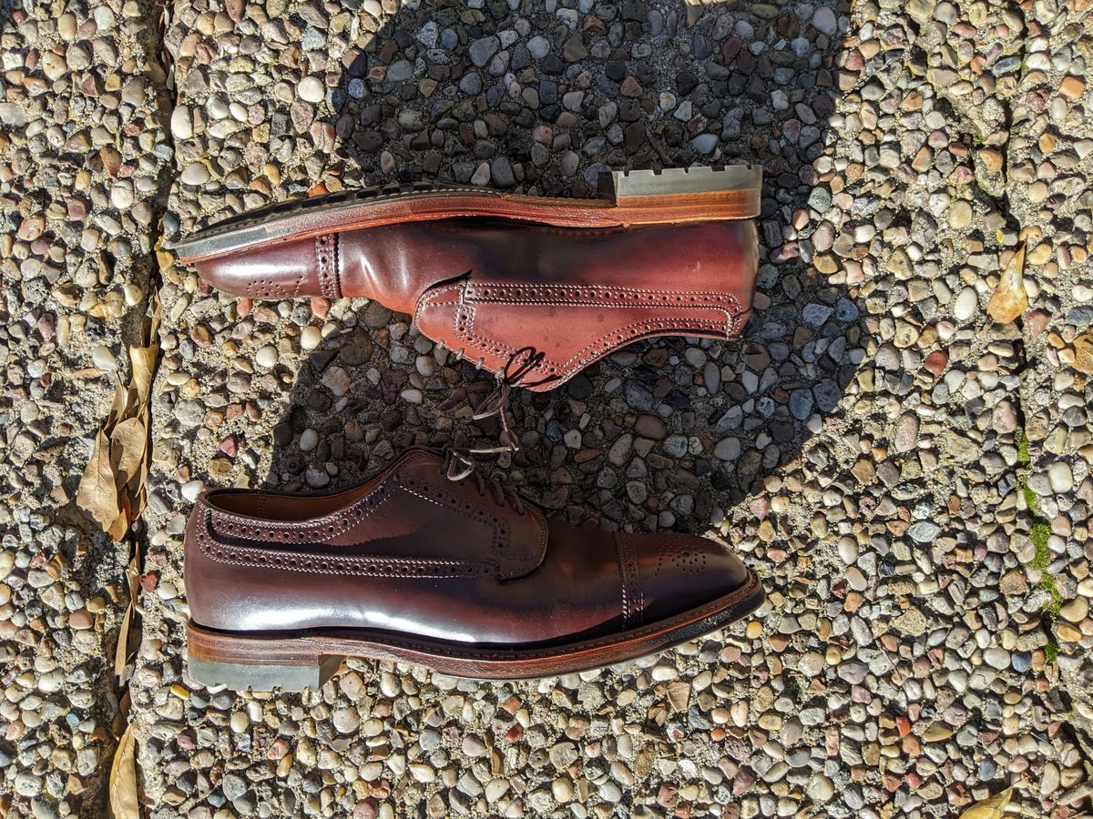 Photo by patinathunderdome on February 5, 2022 of the Alden Atom Blucher in Horween Color 8 Shell Cordovan.