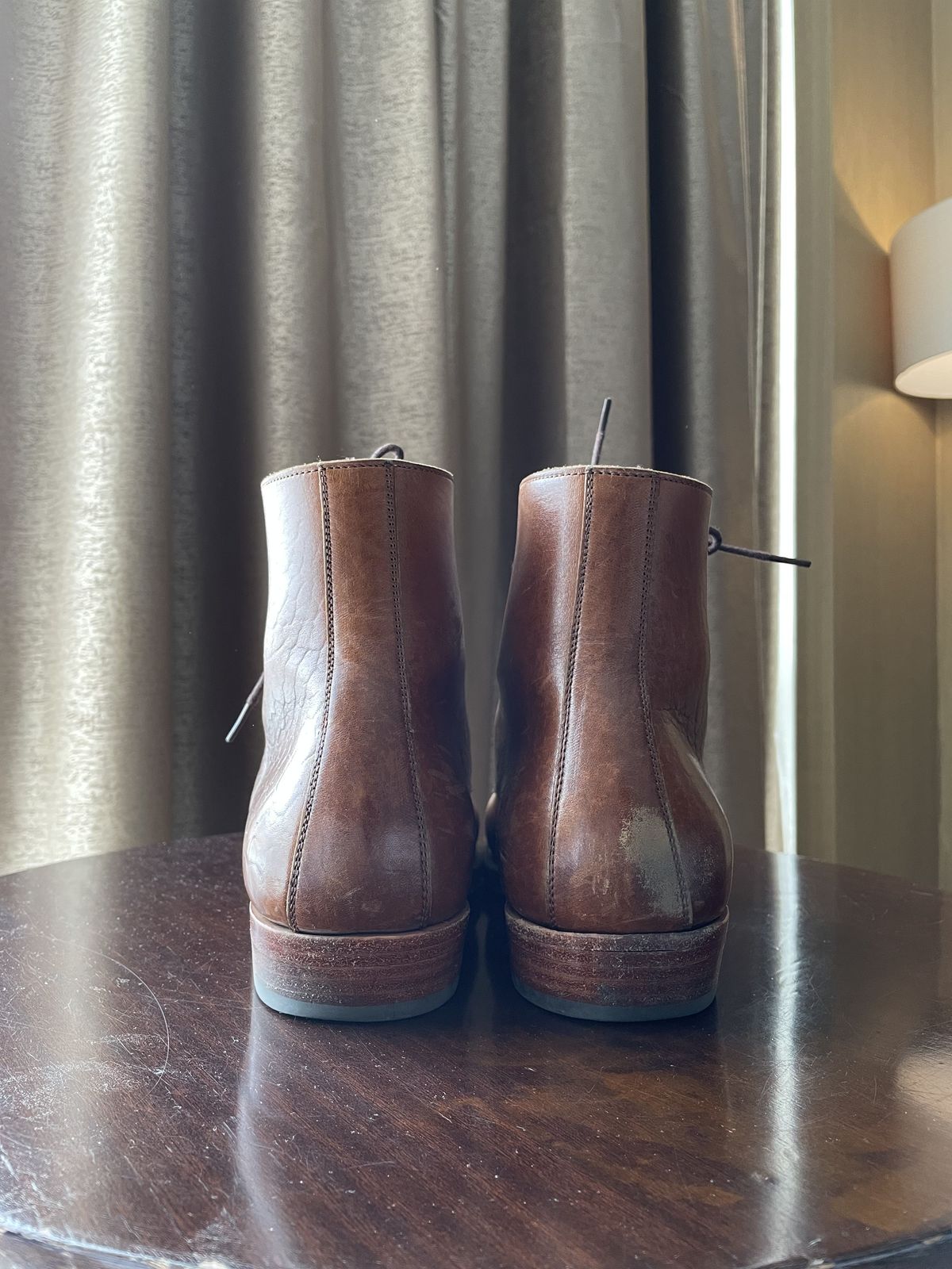 Photo by patinathunderdome on January 5, 2022 of the Benzein TDD-01 Boot in Shinki Brown Oiled Horsebutt.
