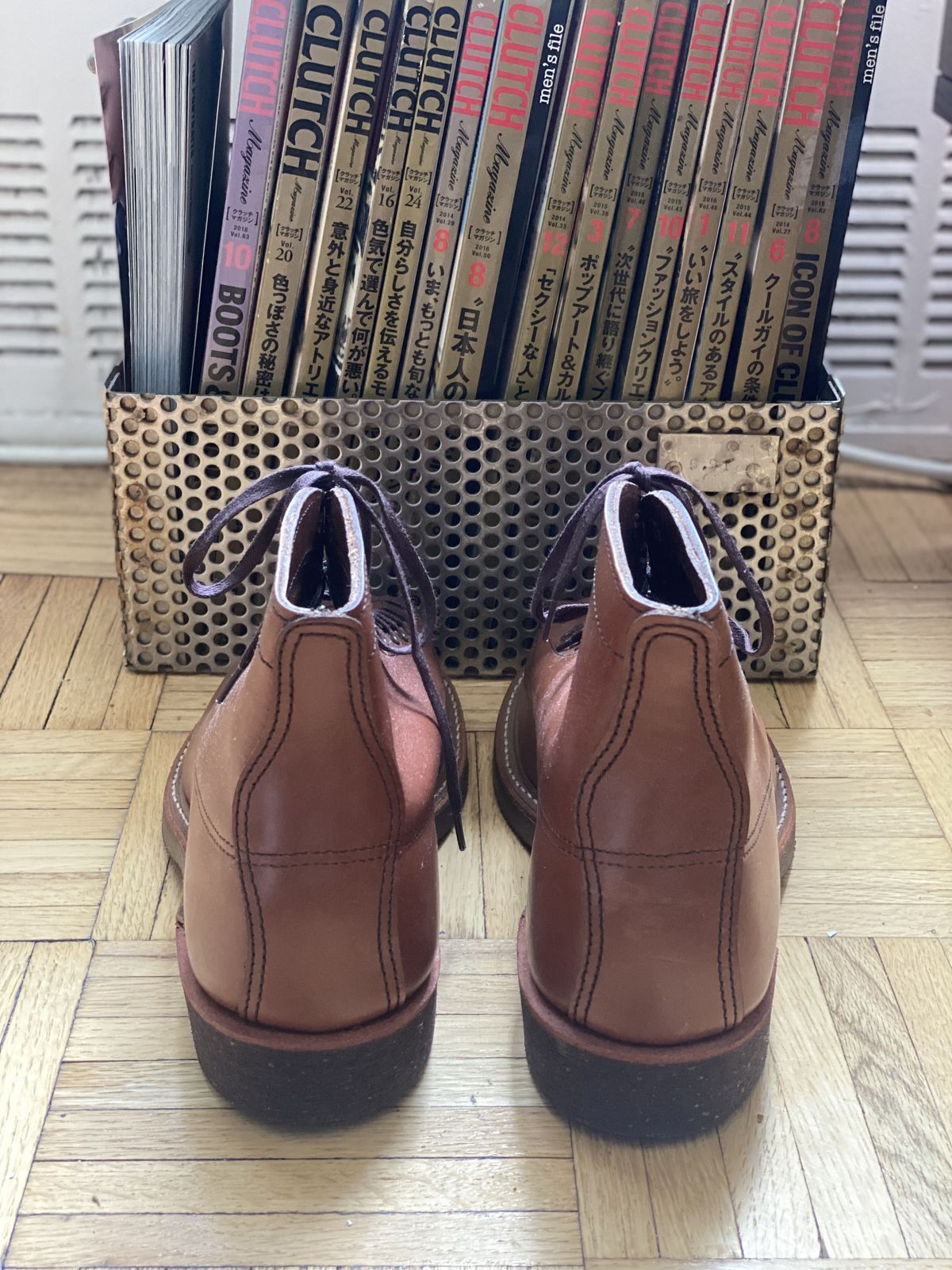 Photo by patinathunderdome on September 30, 2021 of the Red Wing Lineman Boots in S.B. Foot Cigar Retan.