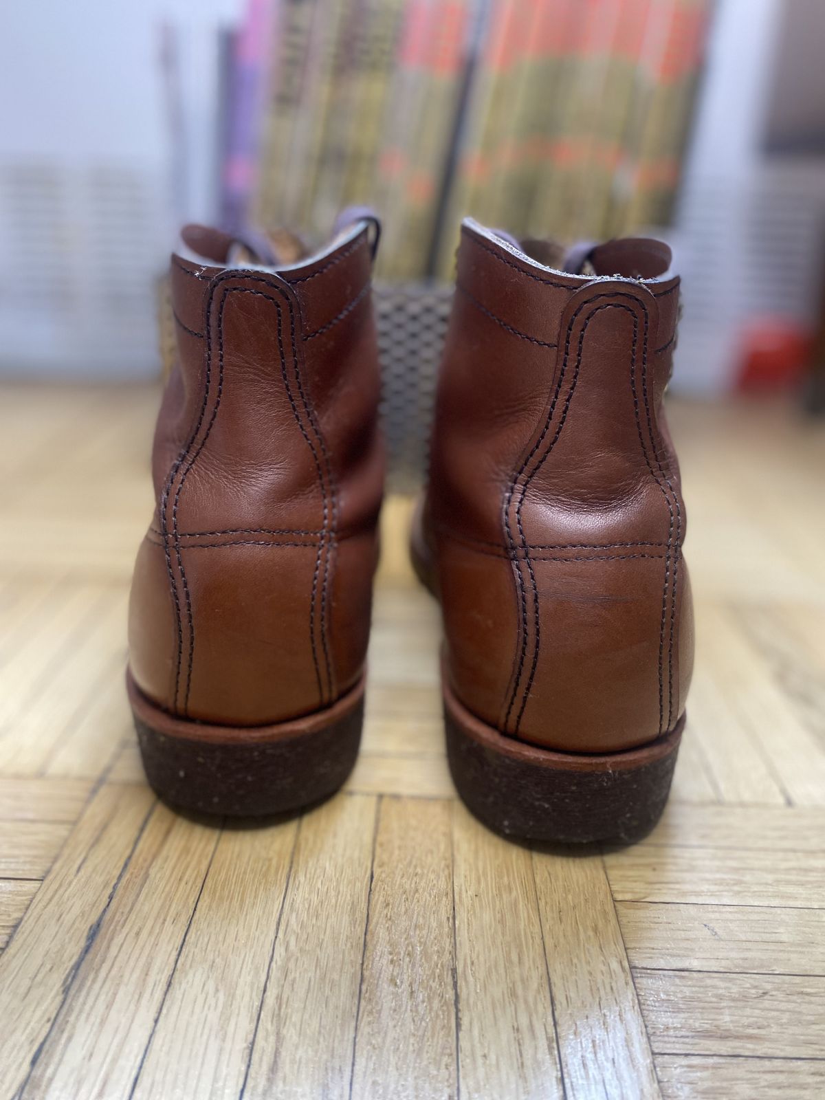 Photo by patinathunderdome on November 2, 2021 of the Red Wing Lineman Boots in S.B. Foot Cigar Retan.
