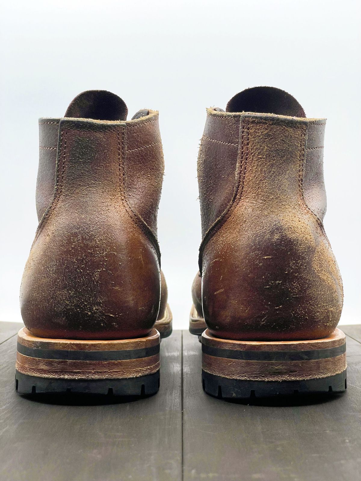 Photo by patinathunderdome on December 4, 2021 of the Viberg Boondocker in Horween Natural Waxed Flesh.