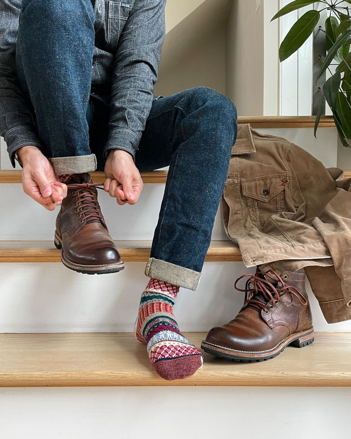 Photo by patinathunderdome on February 2, 2022 of the Viberg Boondocker in Horween Natural Waxed Flesh.
