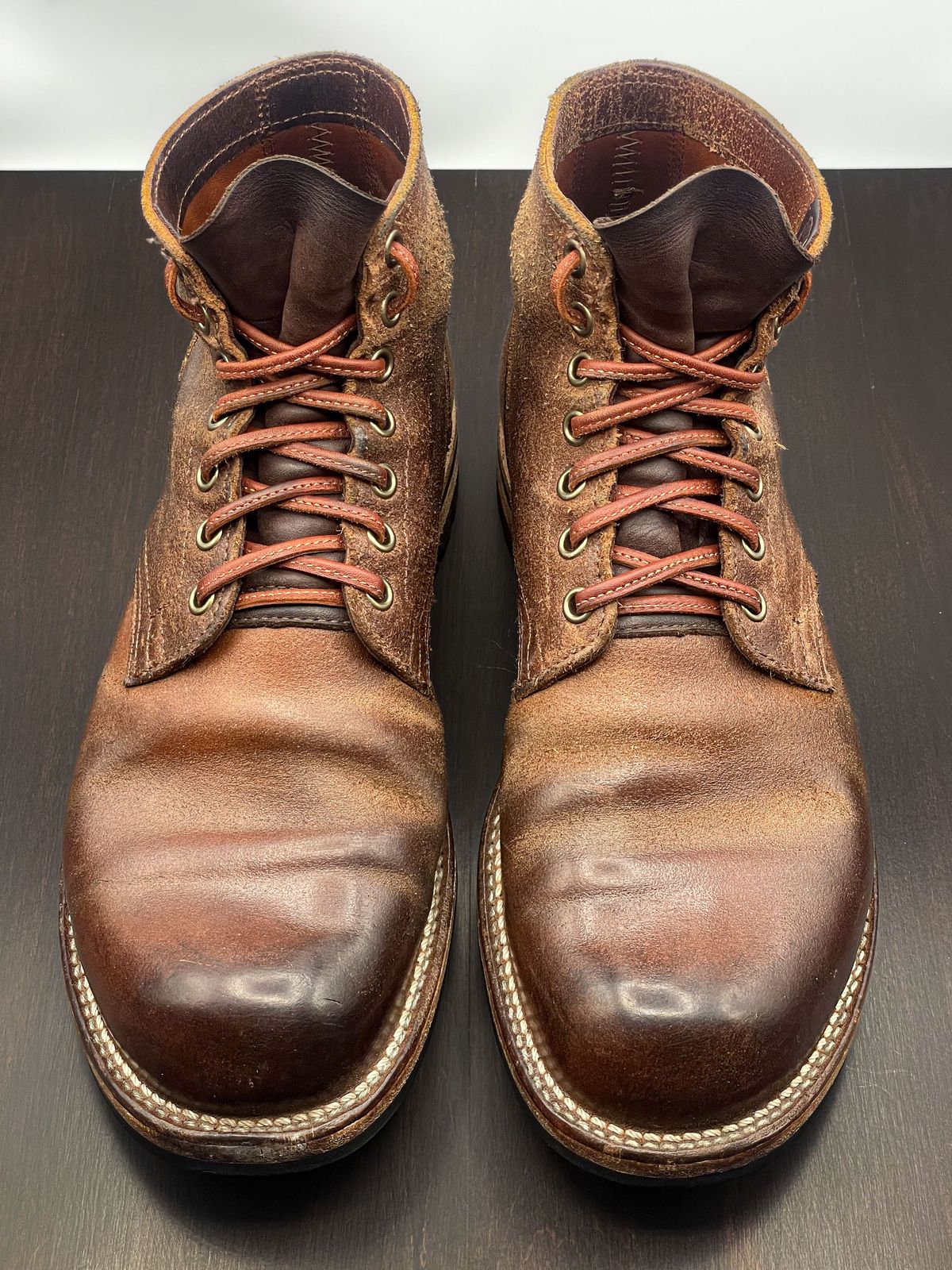 Photo by patinathunderdome on February 2, 2022 of the Viberg Boondocker in Horween Natural Waxed Flesh.
