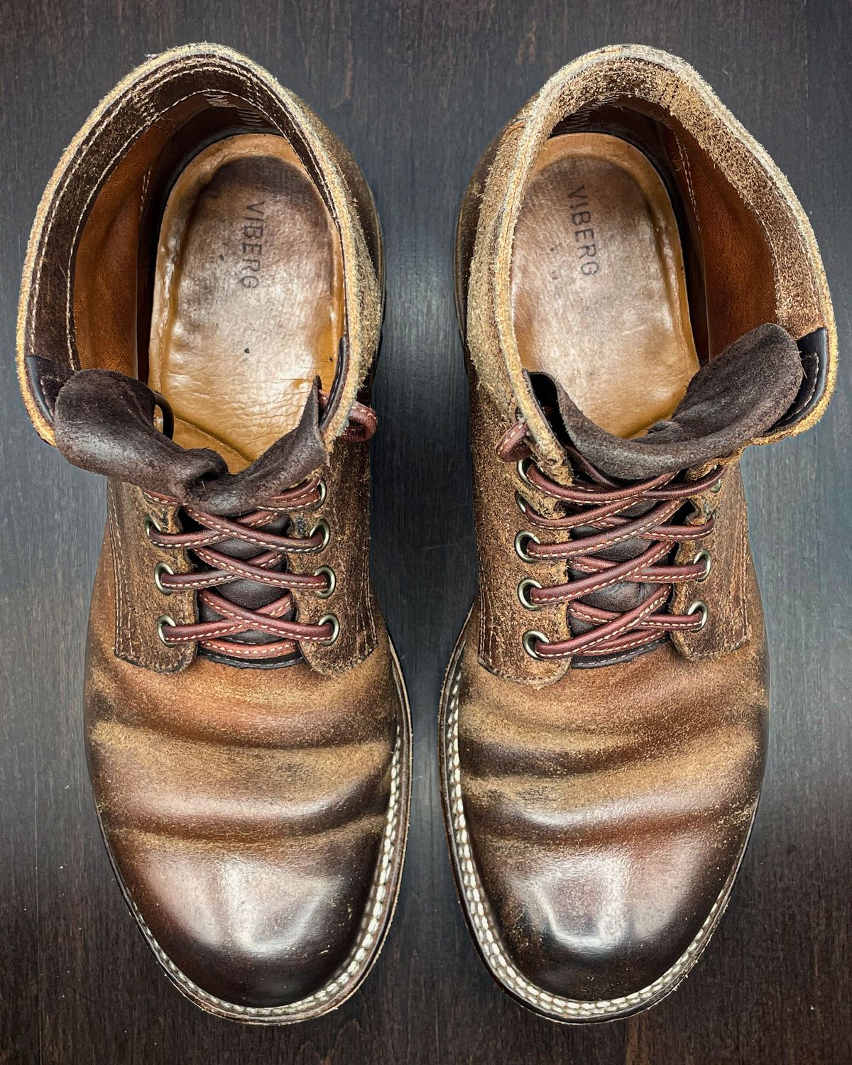 Photo by patinathunderdome on March 2, 2022 of the Viberg Boondocker in Horween Natural Waxed Flesh.