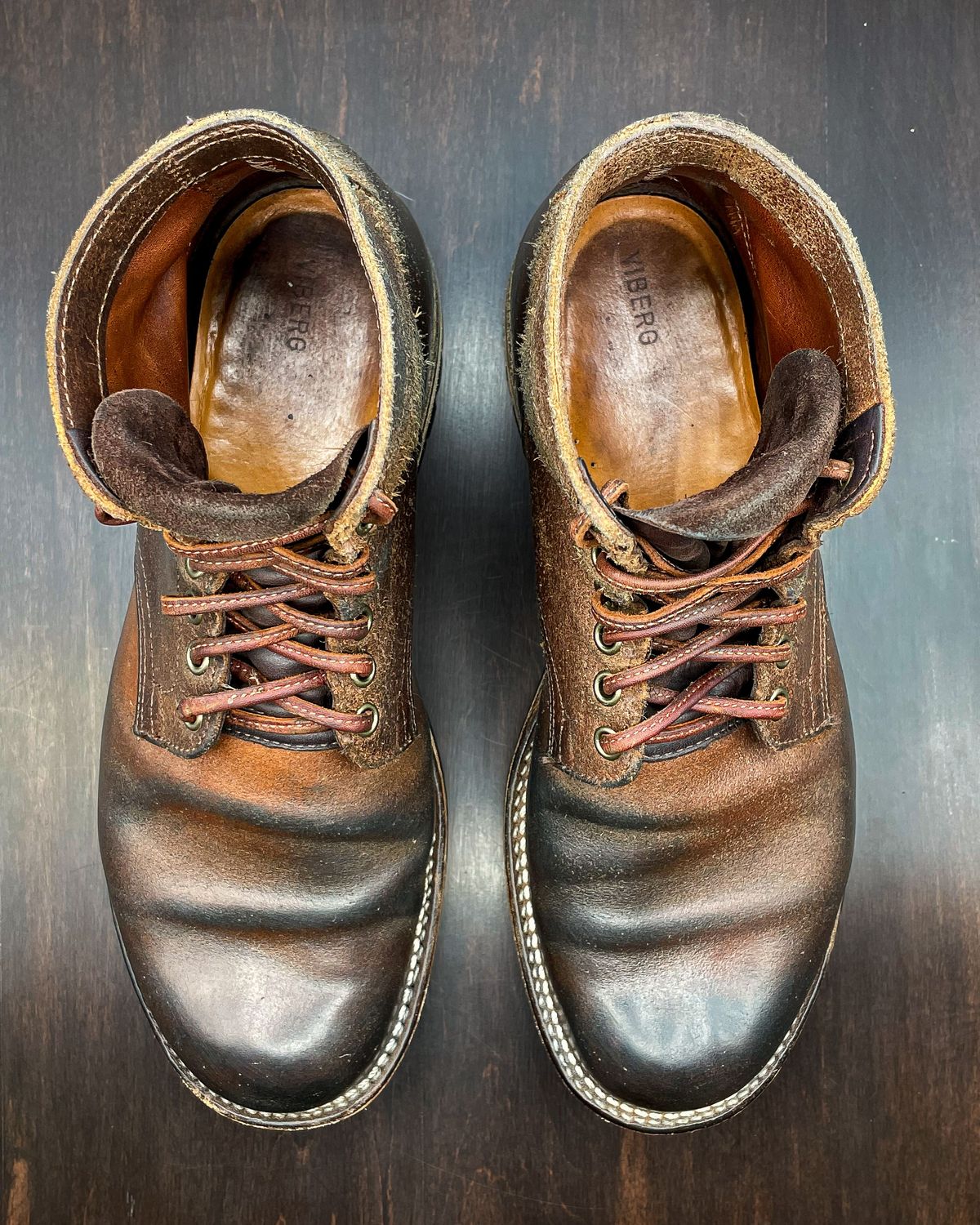 Photo by patinathunderdome on April 3, 2022 of the Viberg Boondocker in Horween Natural Waxed Flesh.