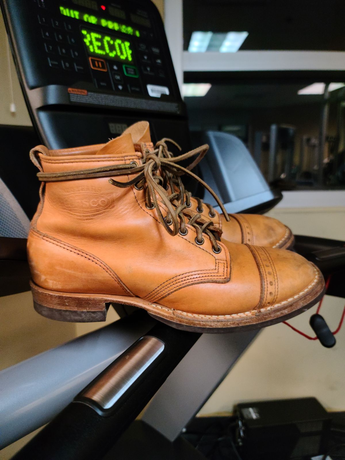 Photo by patinathunderdome on December 6, 2021 of the Wesco Hendrik in Horween Natural Essex.