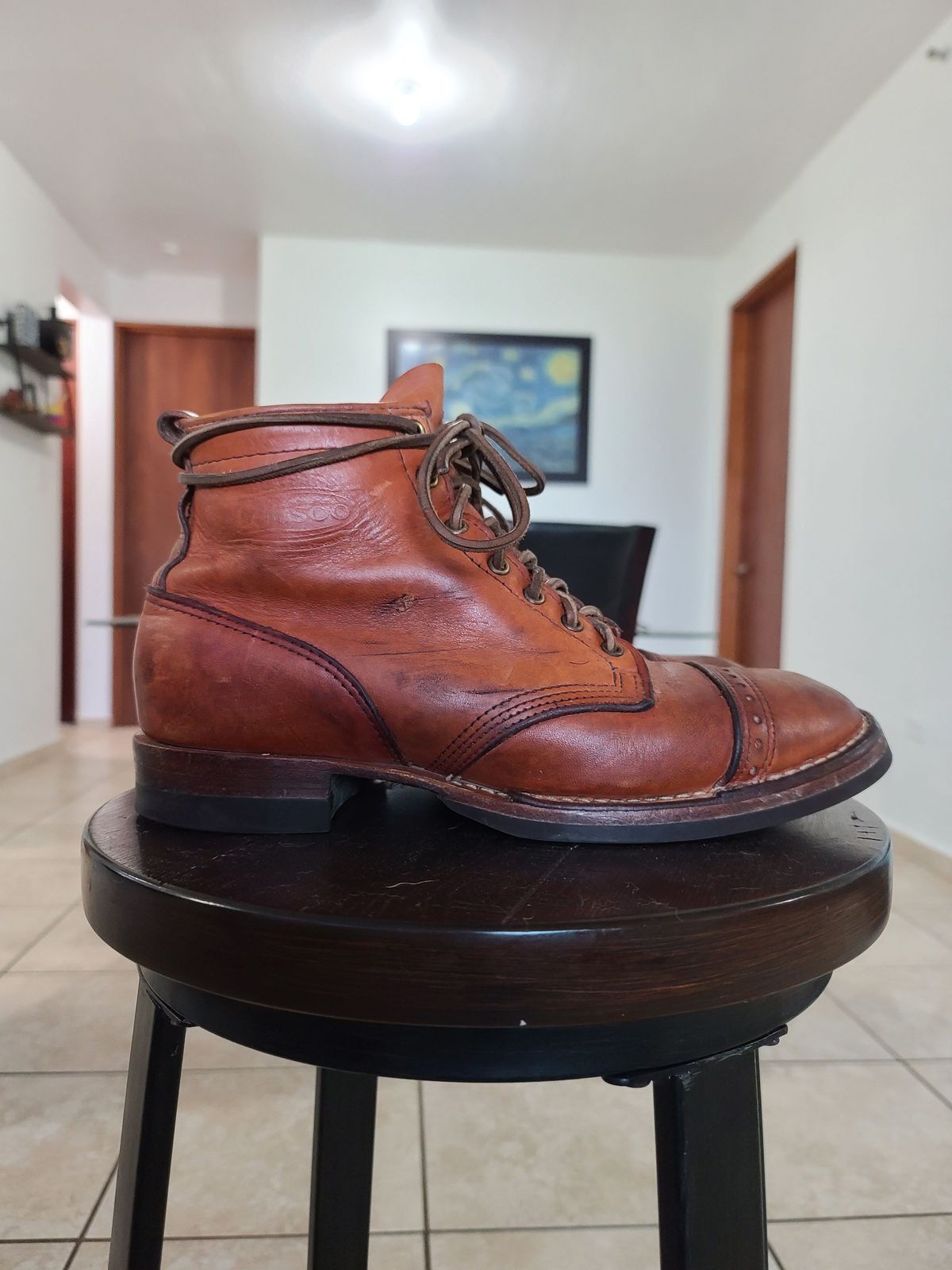 Photo by patinathunderdome on February 6, 2022 of the Wesco Hendrik in Horween Natural Essex.