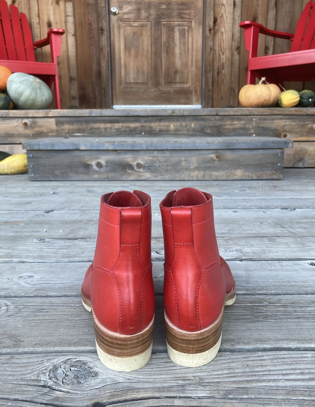 Photo by patinathunderdome on October 1, 2021 of the Maya Miel Balmoral Boot in Badalassi Carlo Red Minerva.