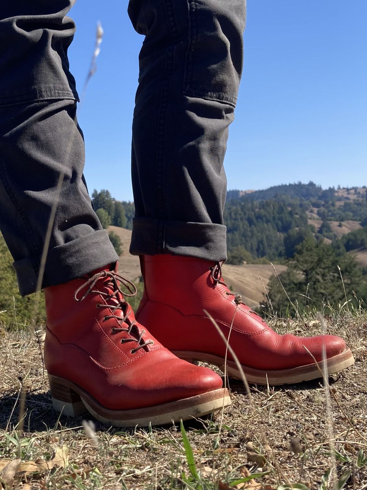 Photo by patinathunderdome on November 2, 2021 of the Maya Miel Balmoral Boot in Badalassi Carlo Red Minerva.