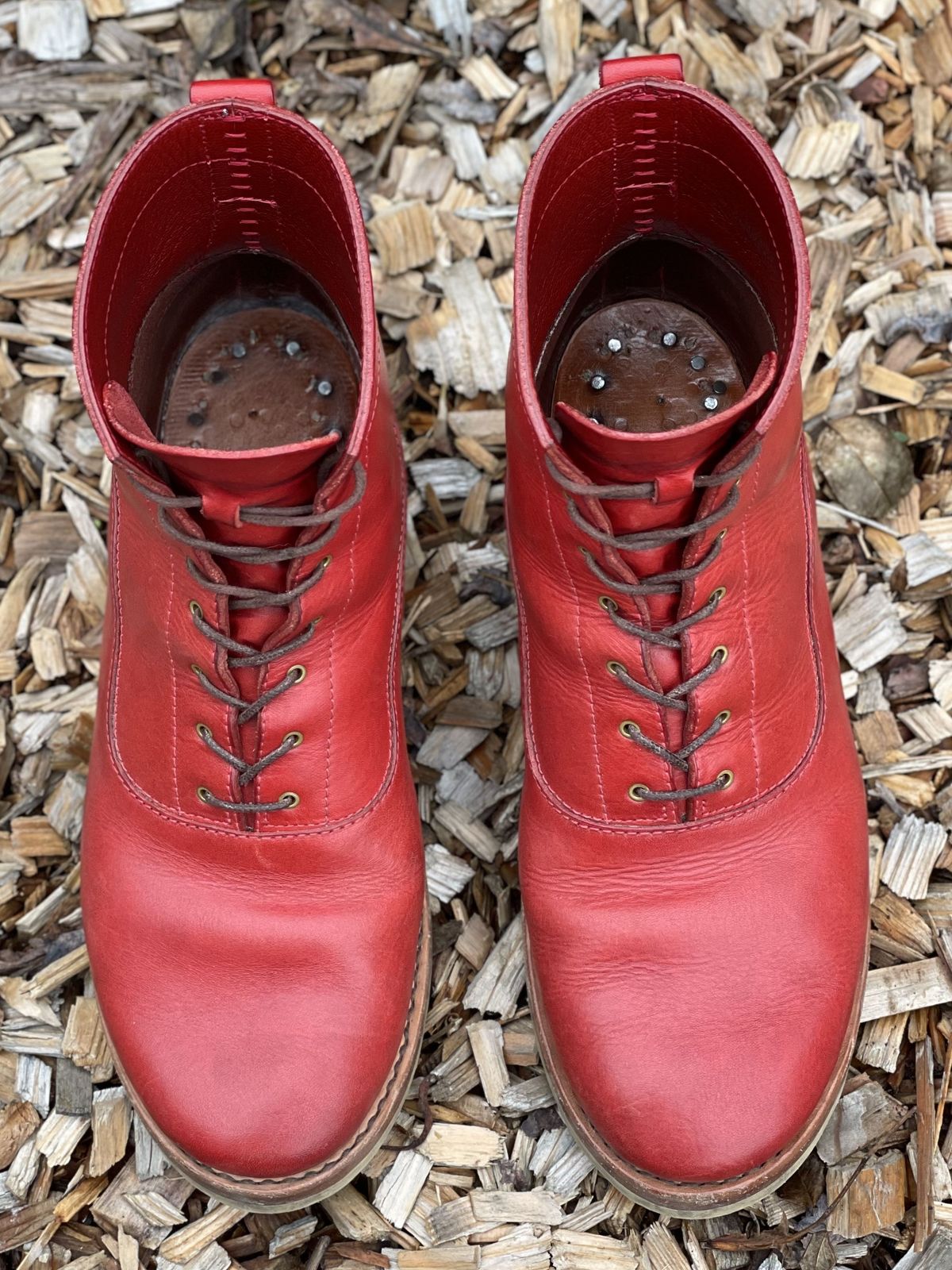 Photo by patinathunderdome on December 5, 2021 of the Maya Miel Balmoral Boot in Badalassi Carlo Red Minerva.