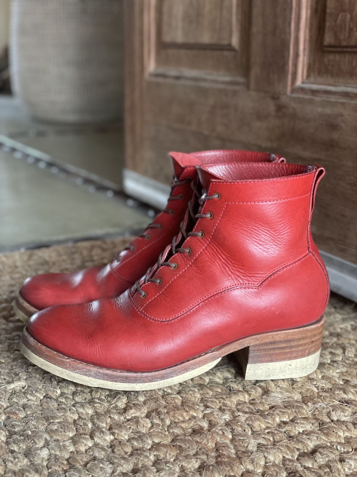 Photo by patinathunderdome on January 3, 2022 of the Maya Miel Balmoral Boot in Badalassi Carlo Red Minerva.