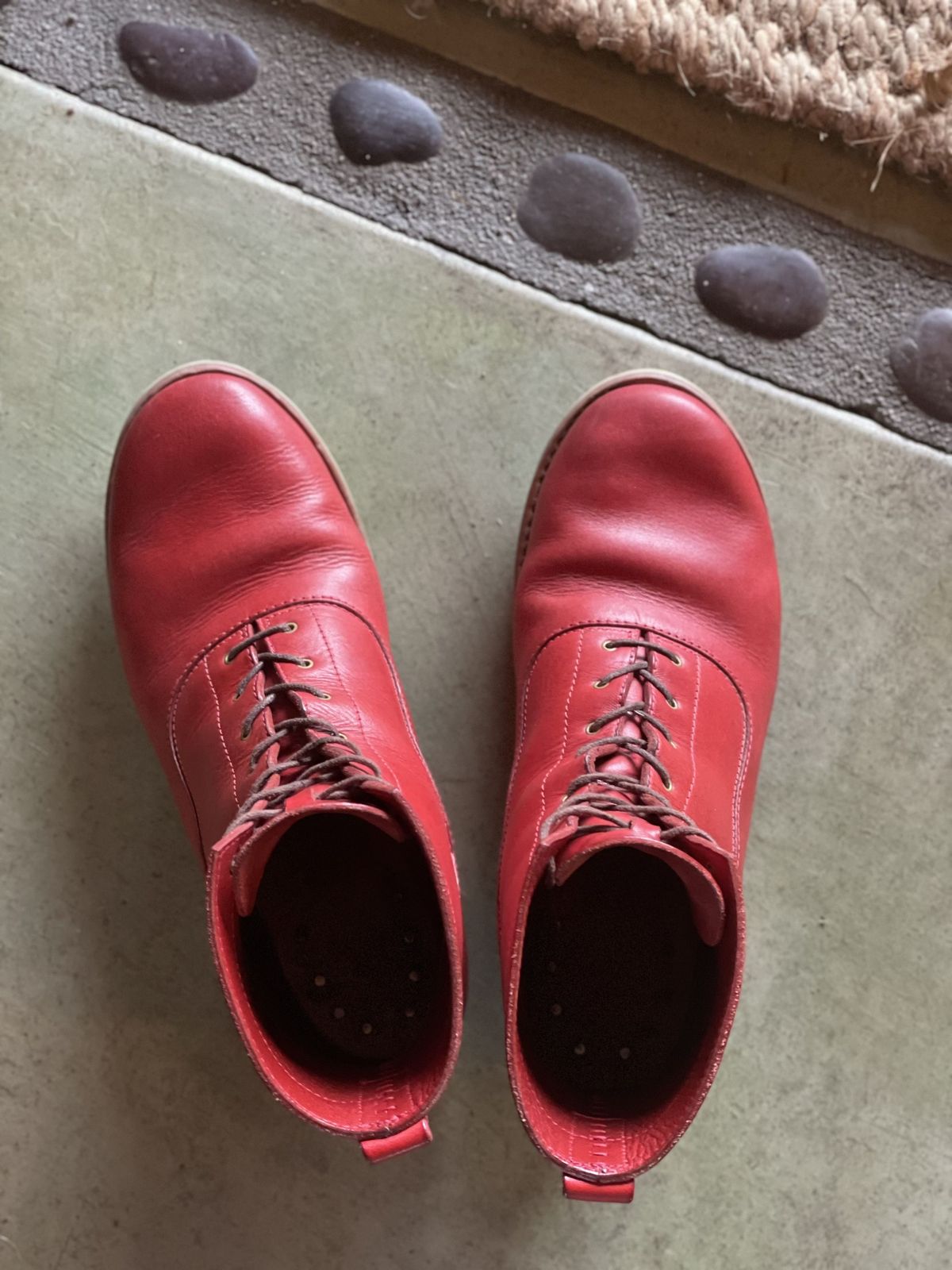 Photo by patinathunderdome on January 3, 2022 of the Maya Miel Balmoral Boot in Badalassi Carlo Red Minerva.
