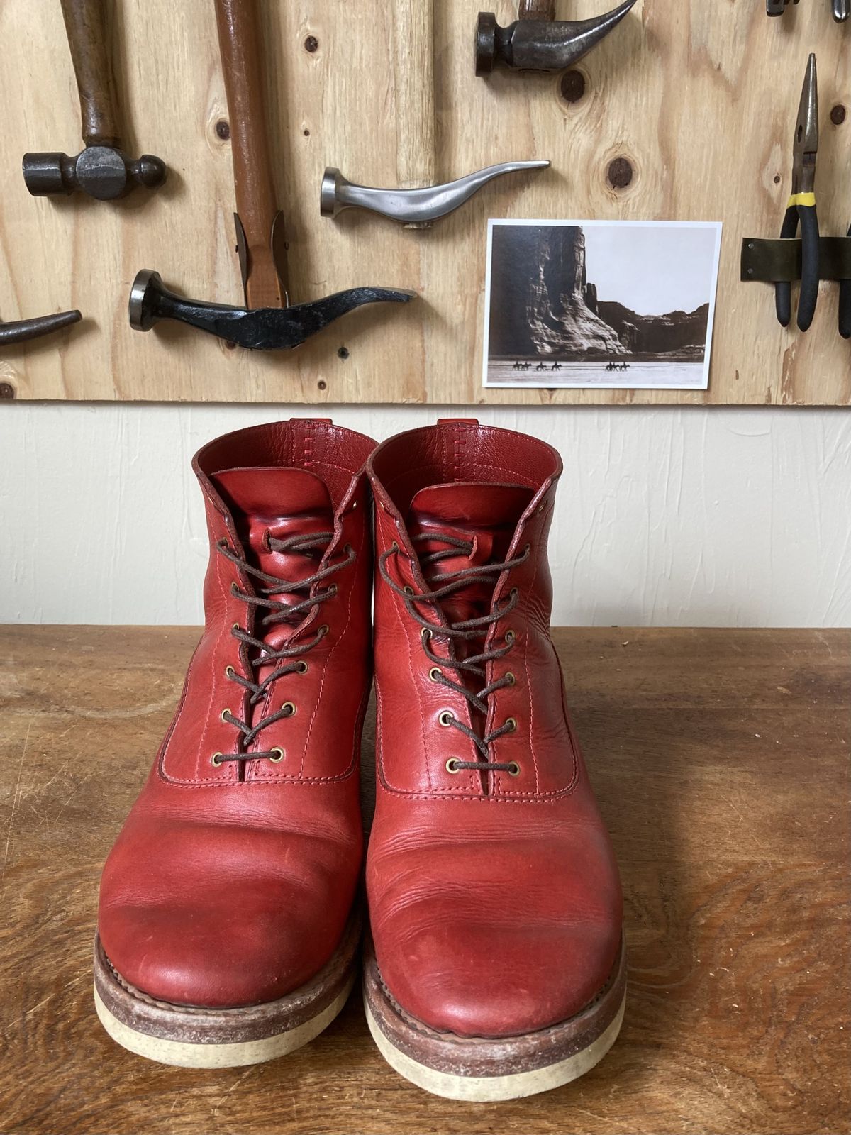 Photo by patinathunderdome on March 3, 2022 of the Maya Miel Balmoral Boot in Badalassi Carlo Red Minerva.