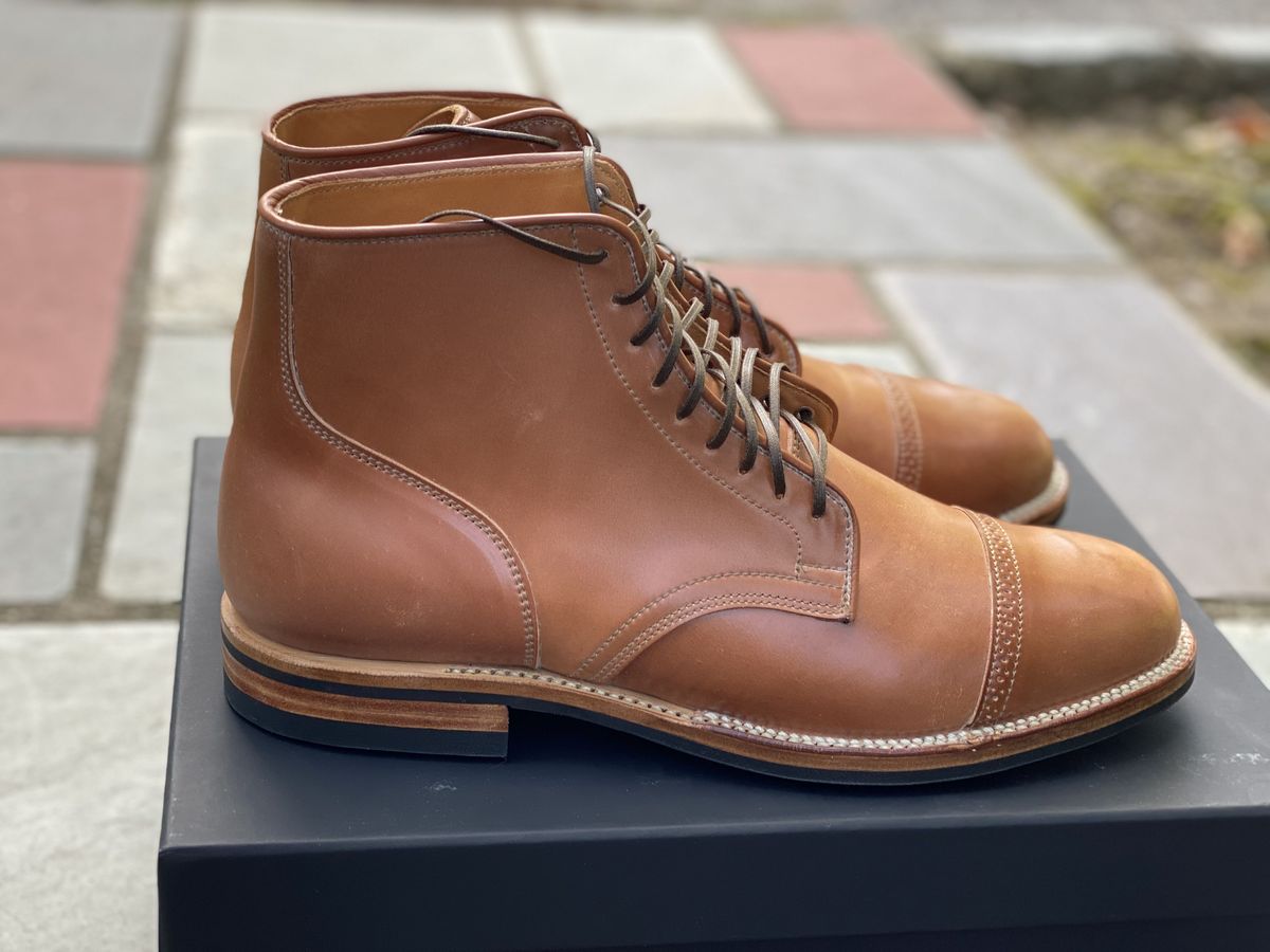 Photo by patinathunderdome on October 3, 2021 of the Viberg Service Boot in Horween Natural Shell Cordovan.