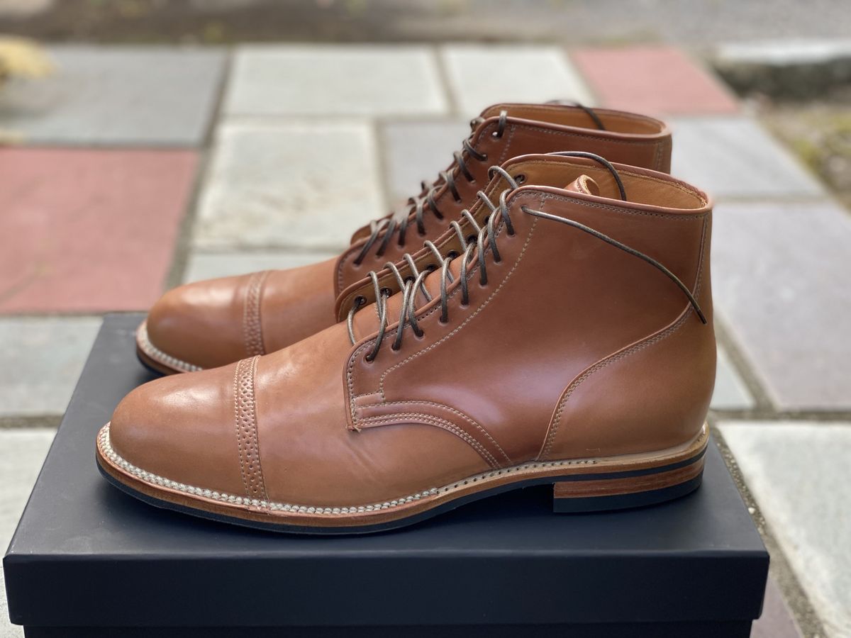 Photo by patinathunderdome on October 3, 2021 of the Viberg Service Boot in Horween Natural Shell Cordovan.