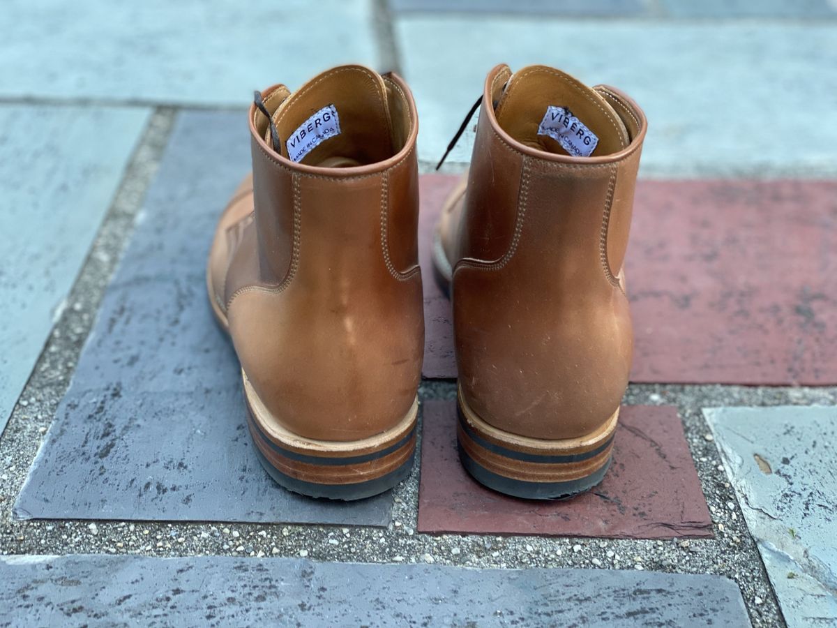 Photo by patinathunderdome on November 5, 2021 of the Viberg Service Boot in Horween Natural Shell Cordovan.