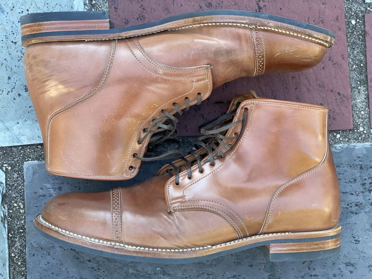 Photo by patinathunderdome on December 4, 2021 of the Viberg Service Boot in Horween Natural Shell Cordovan.