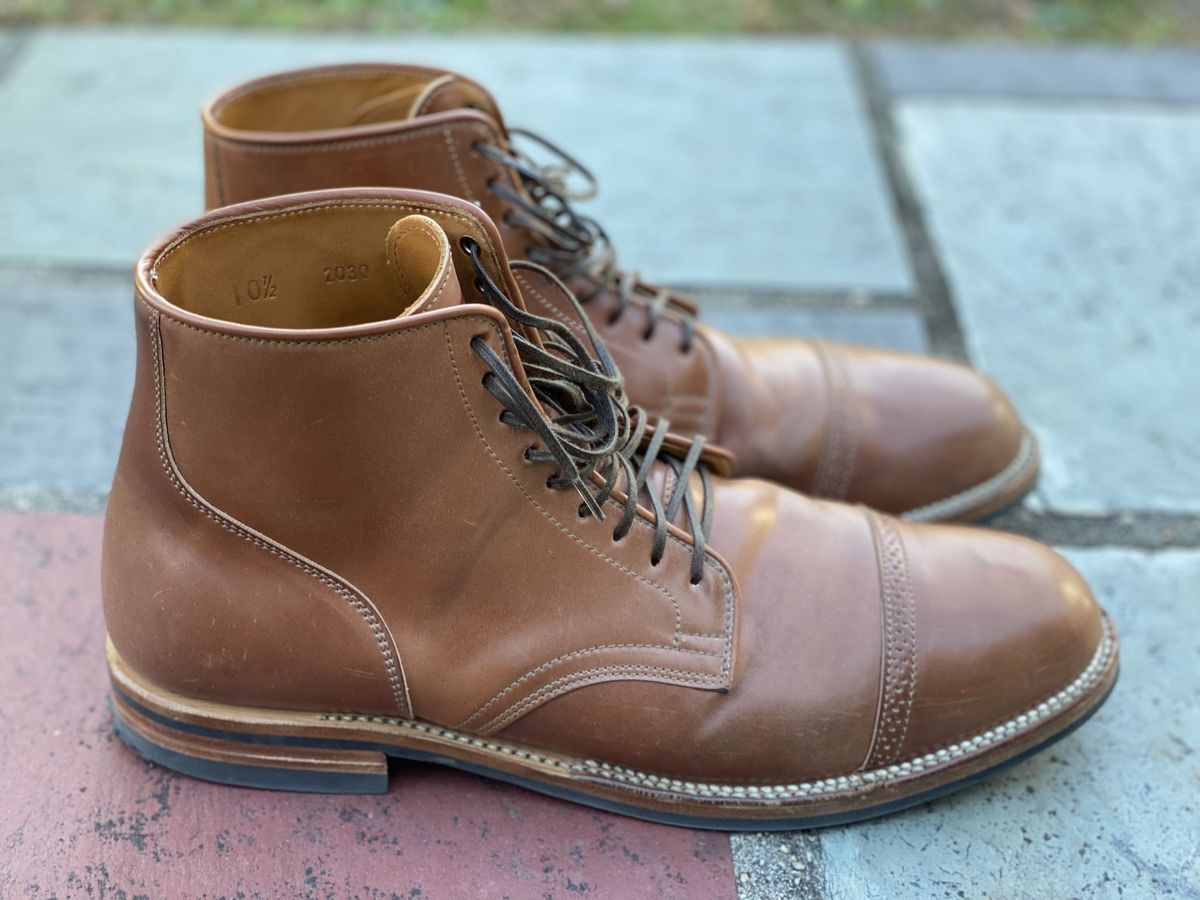 Photo by patinathunderdome on December 4, 2021 of the Viberg Service Boot in Horween Natural Shell Cordovan.