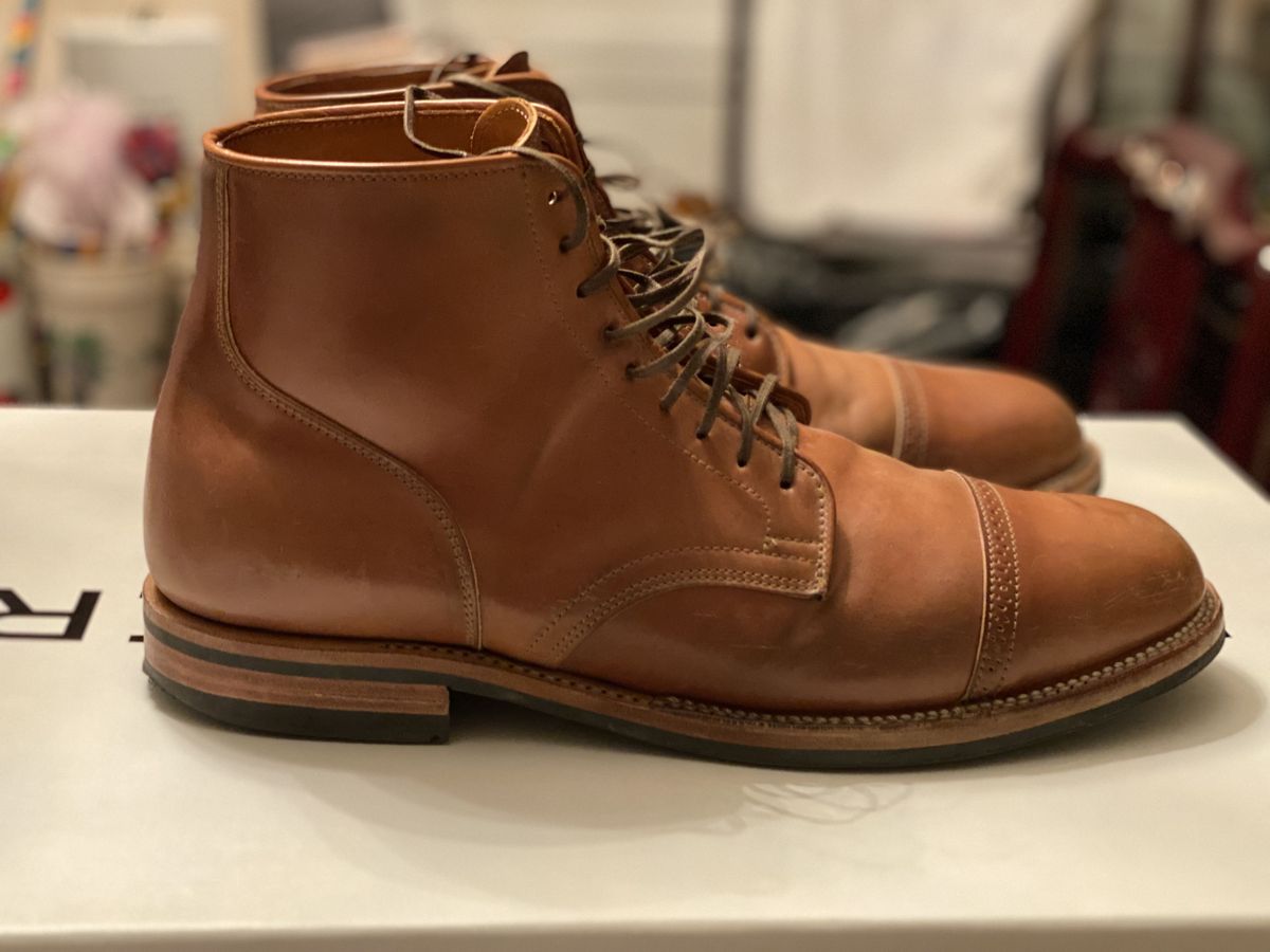Photo by patinathunderdome on February 5, 2022 of the Viberg Service Boot in Horween Natural Shell Cordovan.