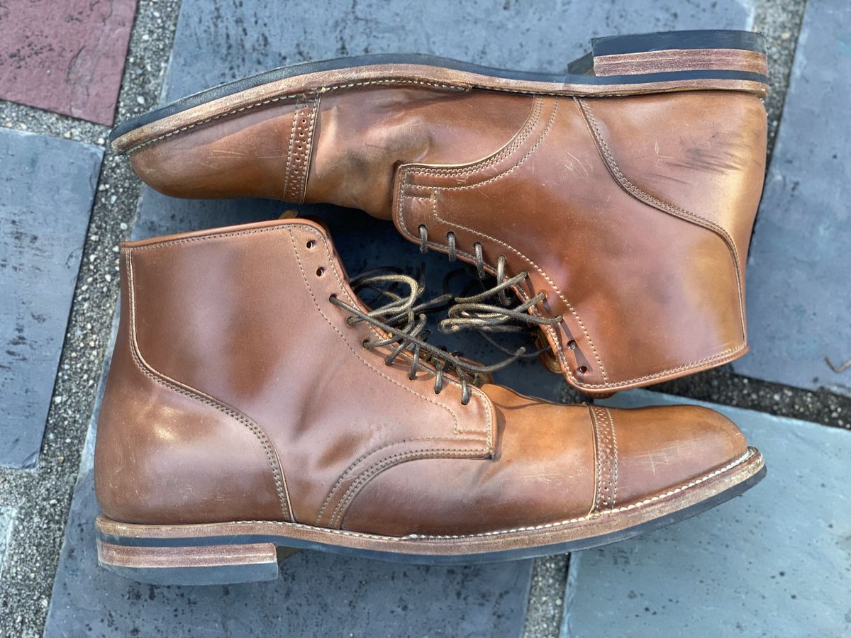 Photo by patinathunderdome on April 4, 2022 of the Viberg Service Boot in Horween Natural Shell Cordovan.