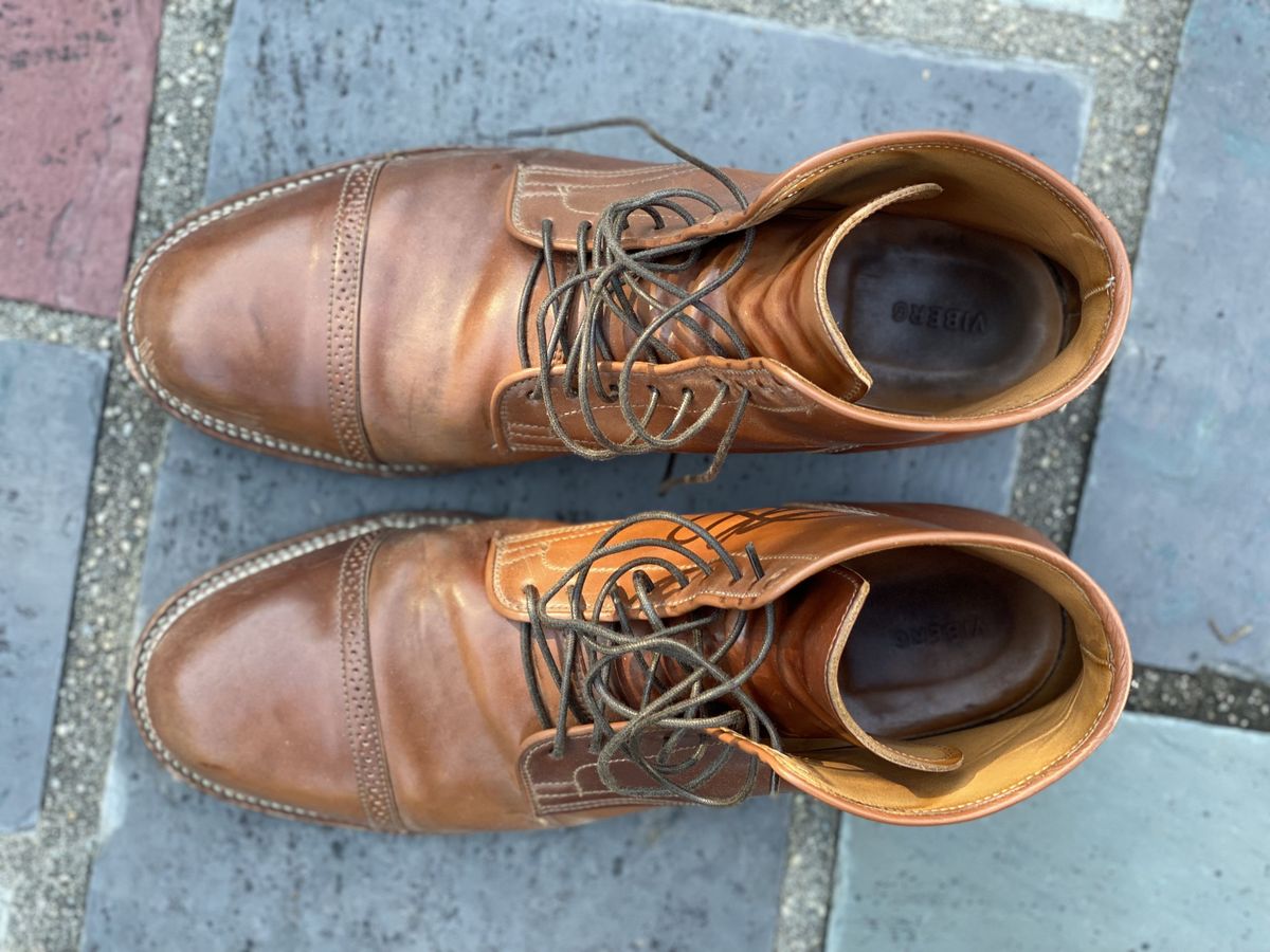 Photo by patinathunderdome on April 4, 2022 of the Viberg Service Boot in Horween Natural Shell Cordovan.