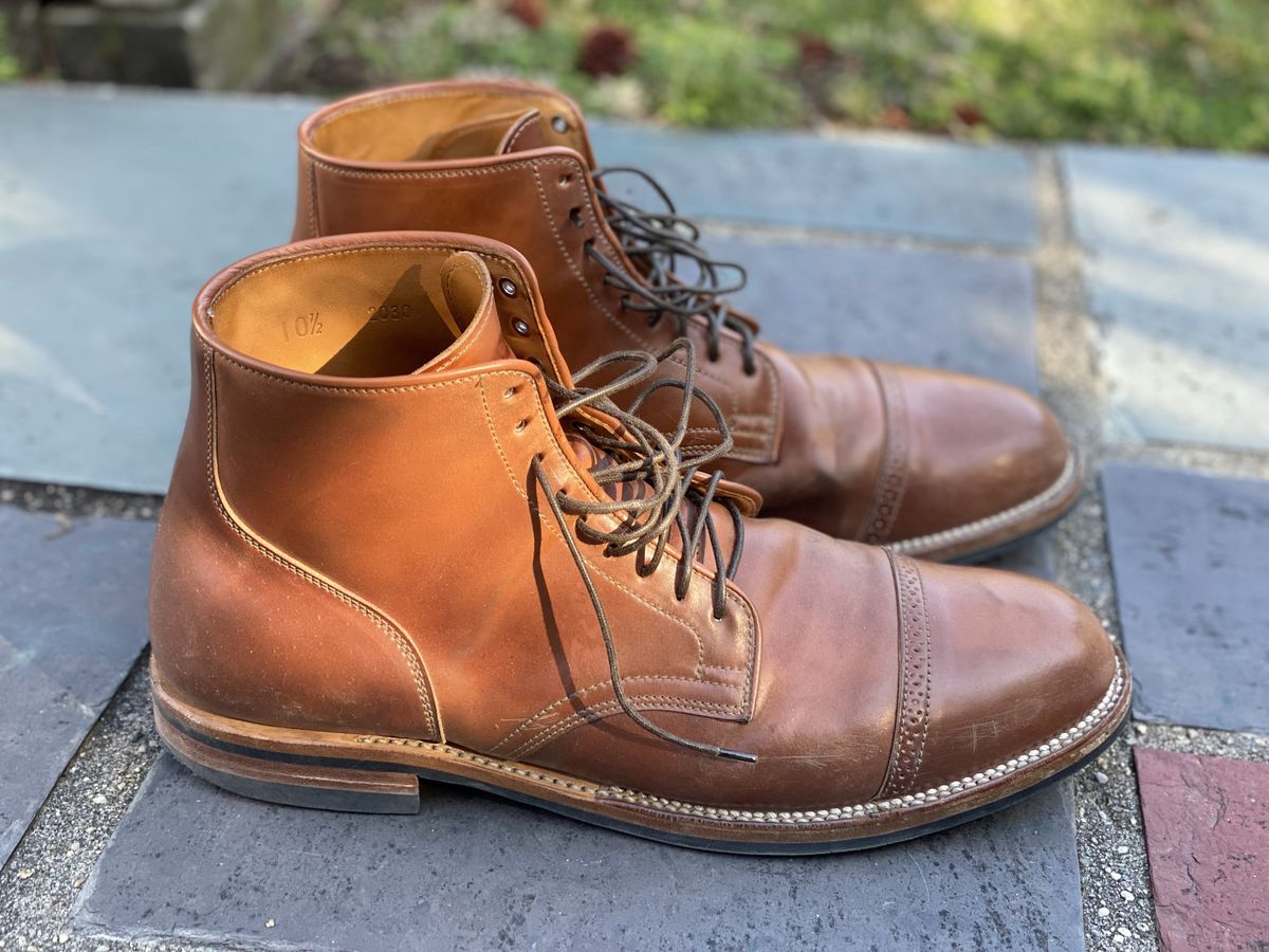 Photo by patinathunderdome on April 4, 2022 of the Viberg Service Boot in Horween Natural Shell Cordovan.