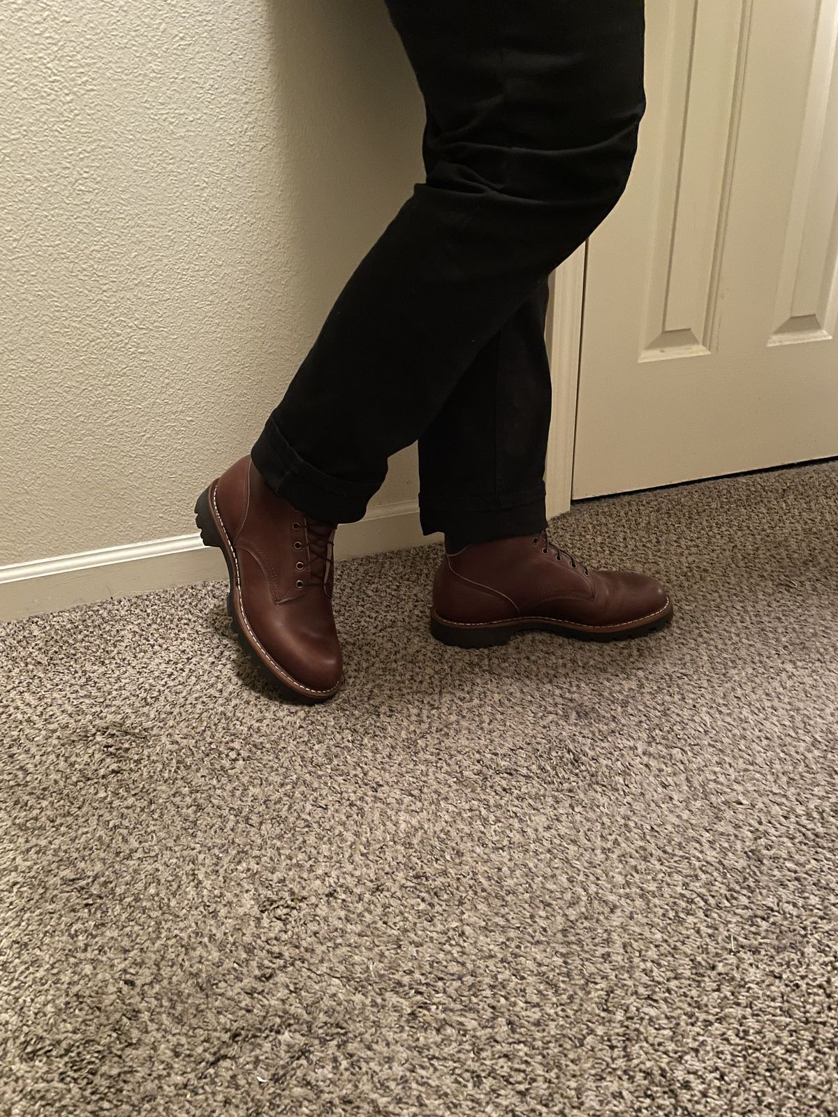 Photo by patinathunderdome on October 1, 2021 of the White's Hiker in Horween British Tan Chromexcel.