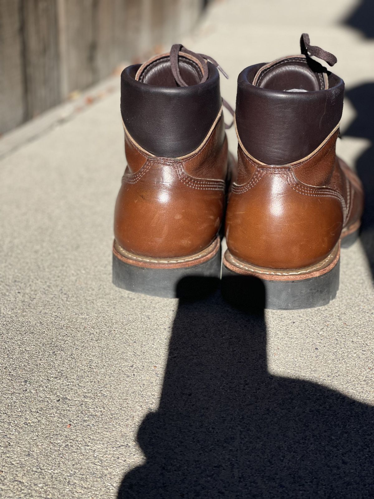 Photo by patinathunderdome on February 5, 2022 of the White's Hiker in Horween British Tan Chromexcel.