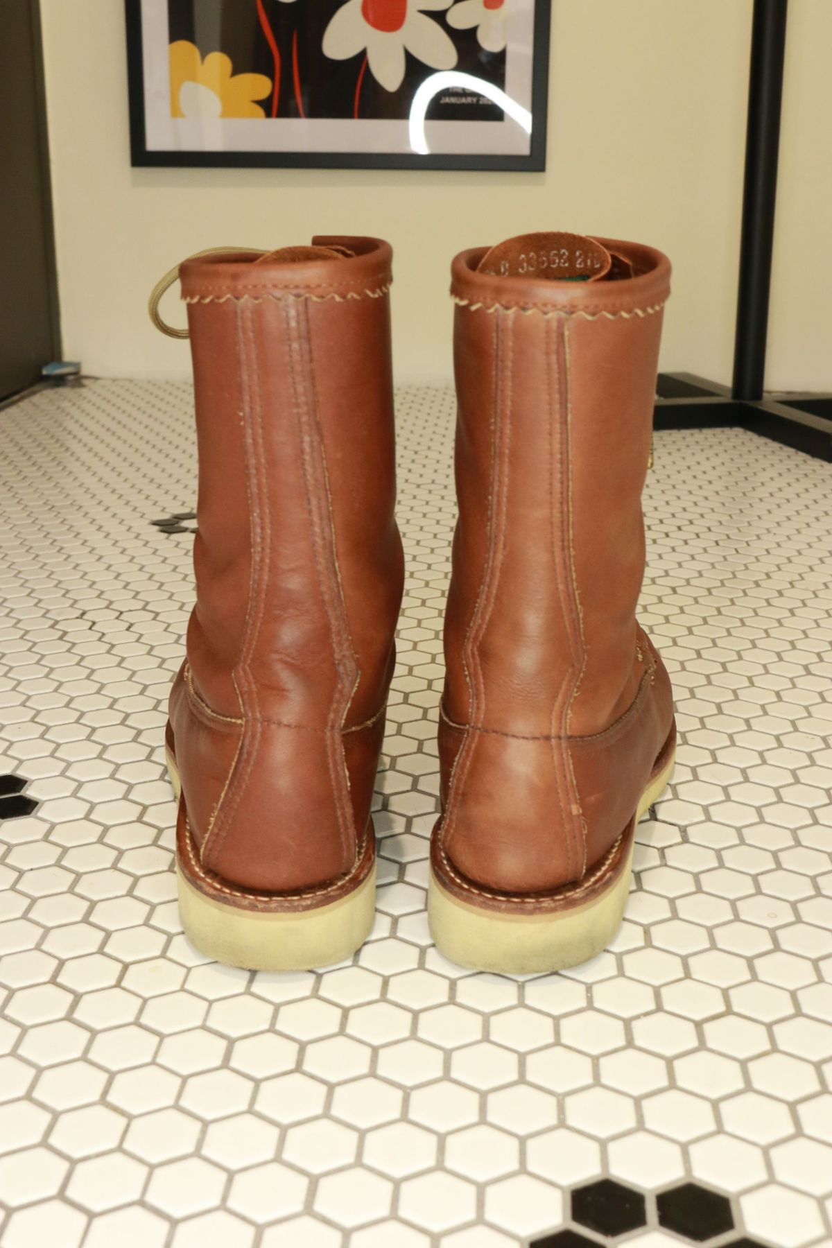 Photo by patinathunderdome on February 3, 2022 of the Russell Moccasin Co. Bird Shooter in Brown Oil Tan.