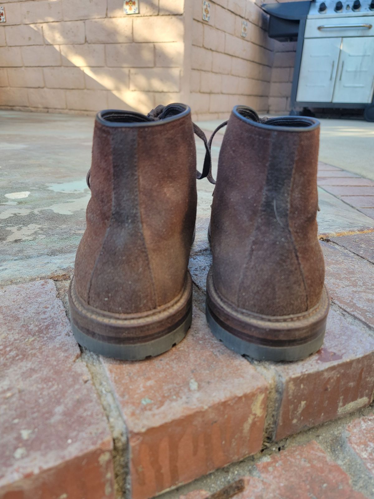 Photo by patinathunderdome on February 5, 2022 of the Alden Indy Boot in Horween Tobacco Chamois Roughout.