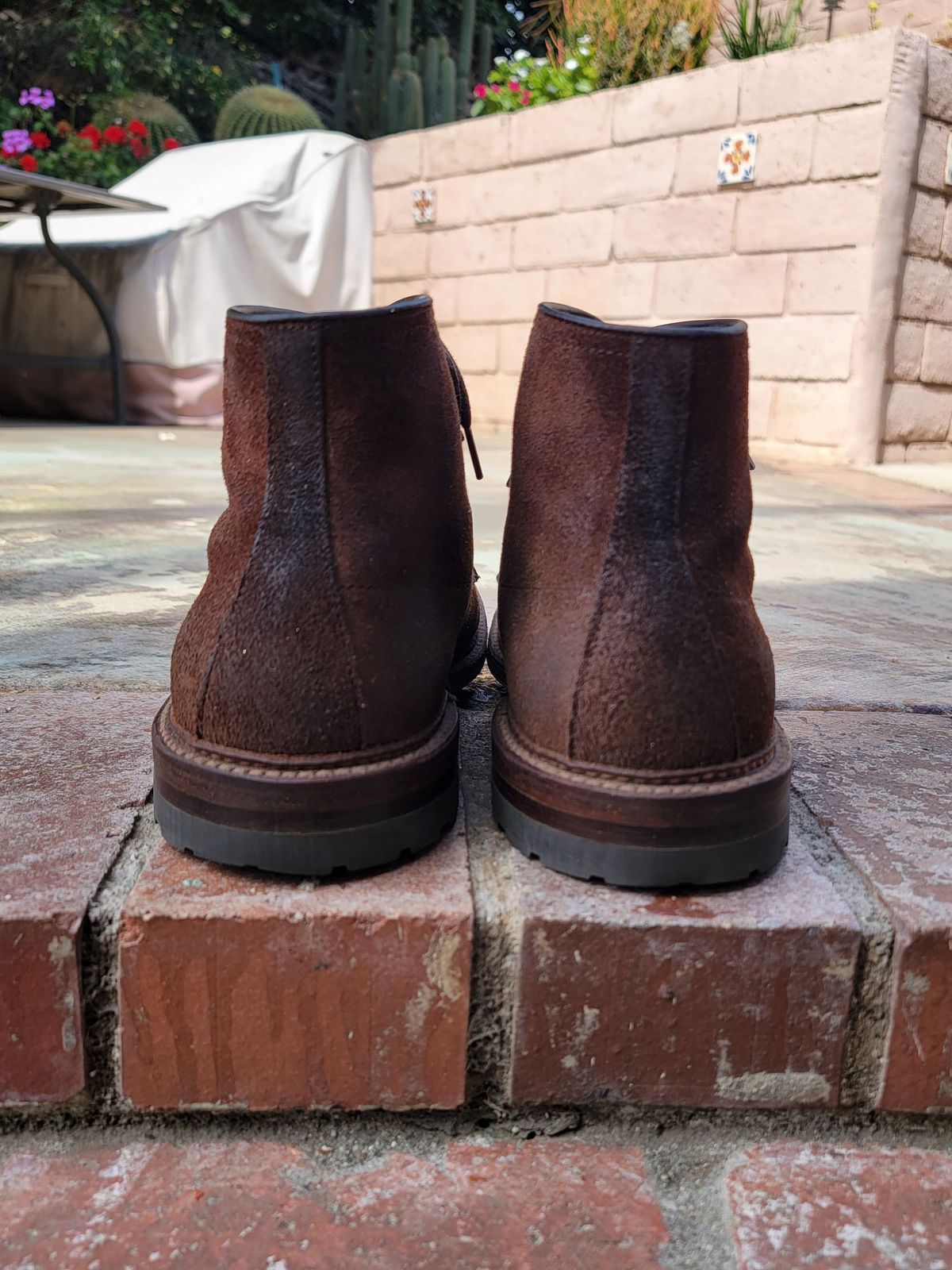 Photo by patinathunderdome on March 3, 2022 of the Alden Indy Boot in Horween Tobacco Chamois Roughout.